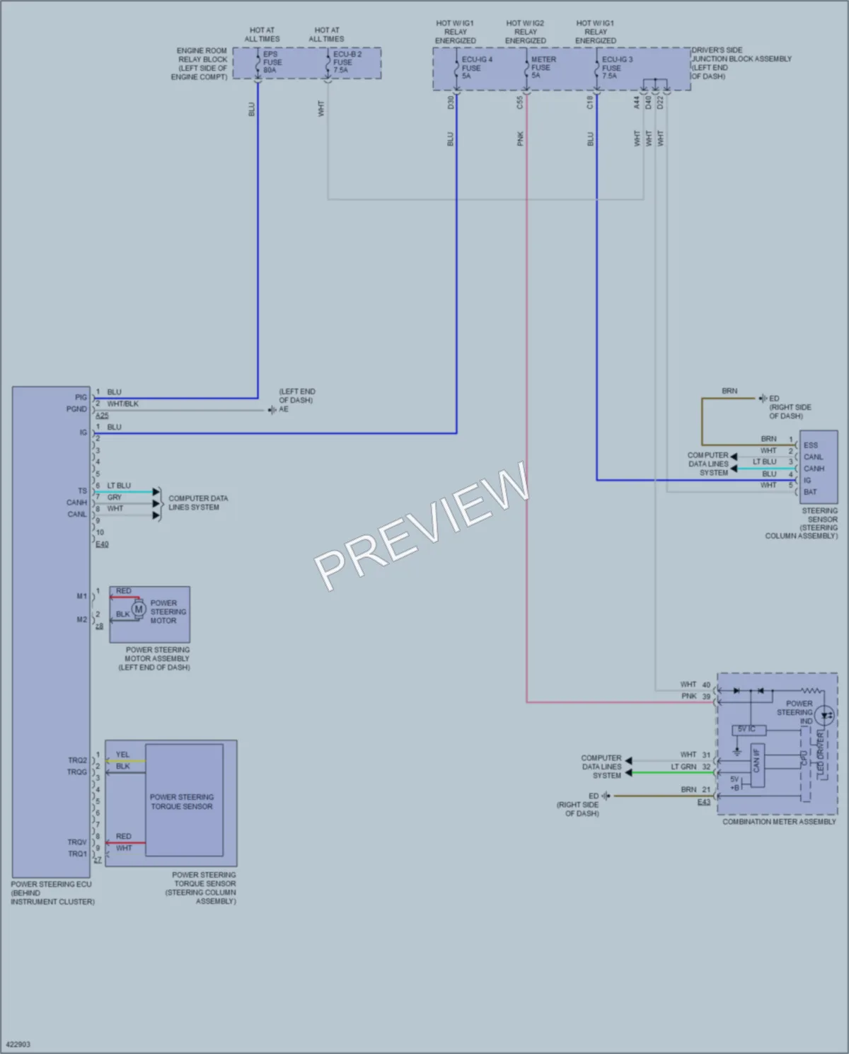 2014 Toyota Corolla Electronic Power Steering wiring diagram preview