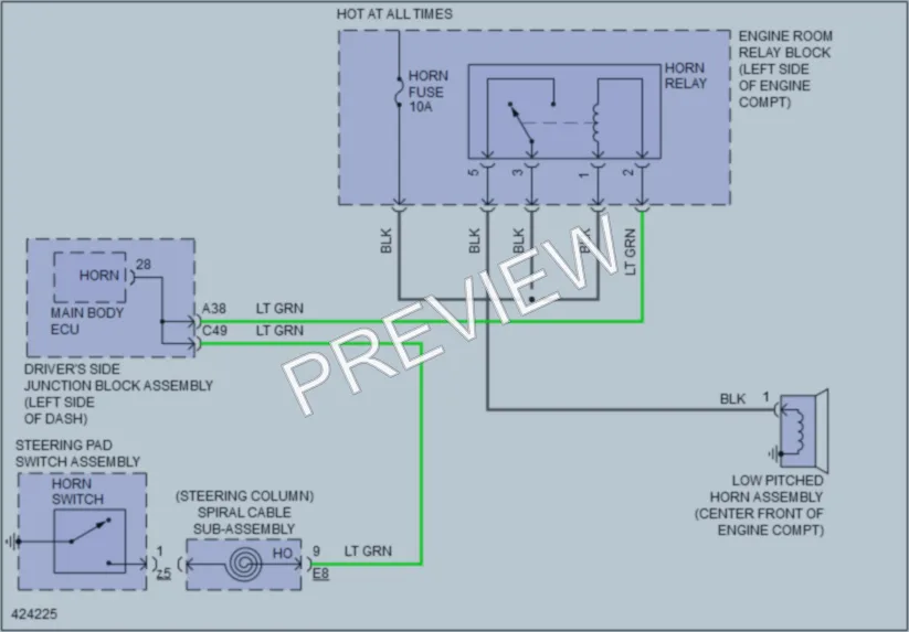 2014 Toyota Corolla Horn wiring diagram preview