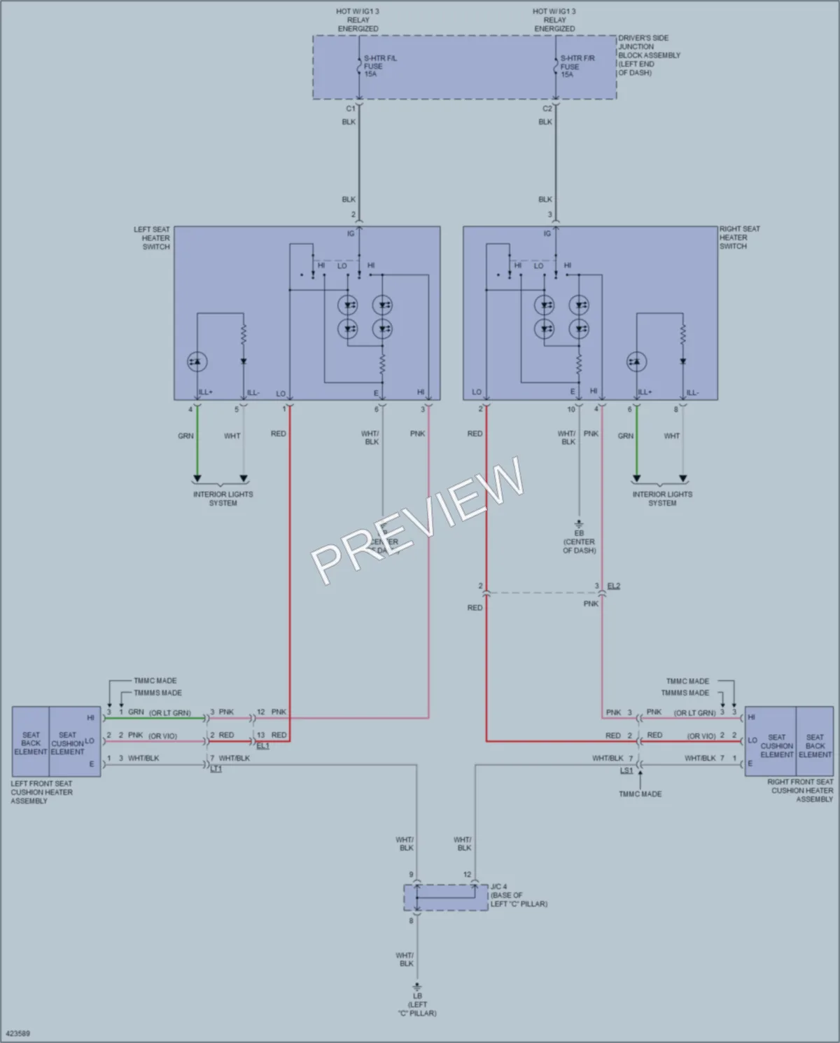 2014 Toyota Corolla Power Seats wiring diagram preview