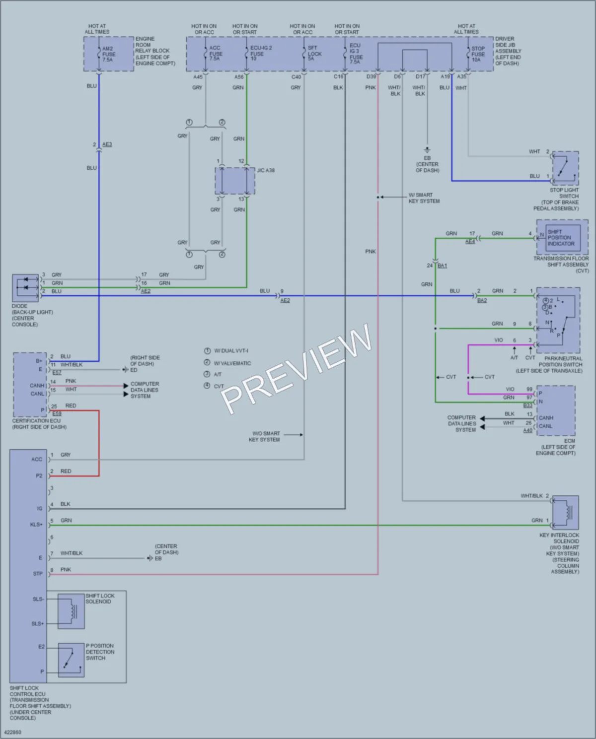 2014 Toyota Corolla Shift Interlock wiring diagram preview