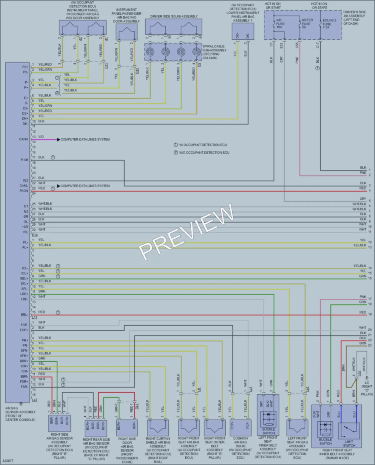 2014 Toyota Corolla Supplemental Restraints wiring diagram preview