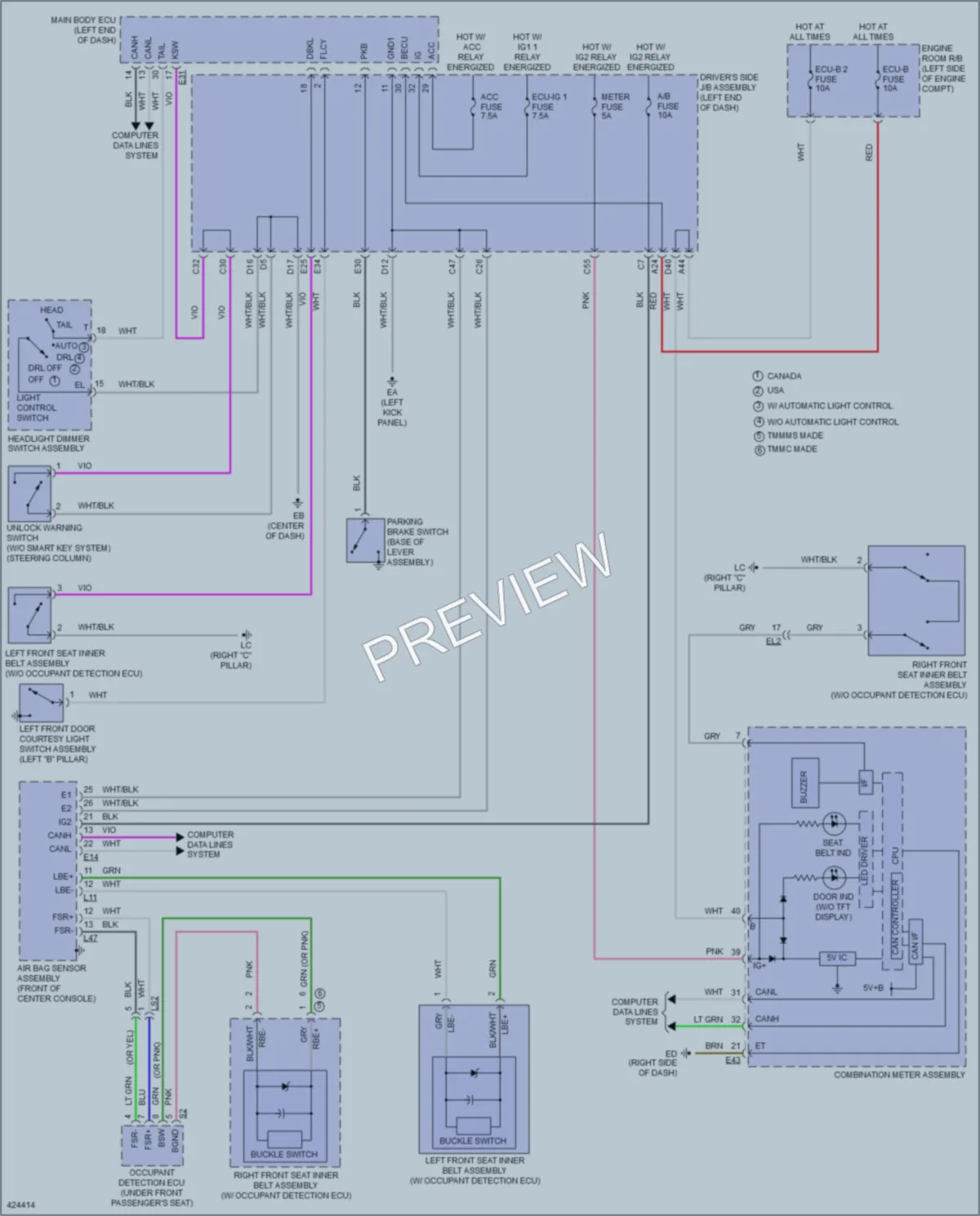 2014 Toyota Corolla Warning Systems wiring diagram preview