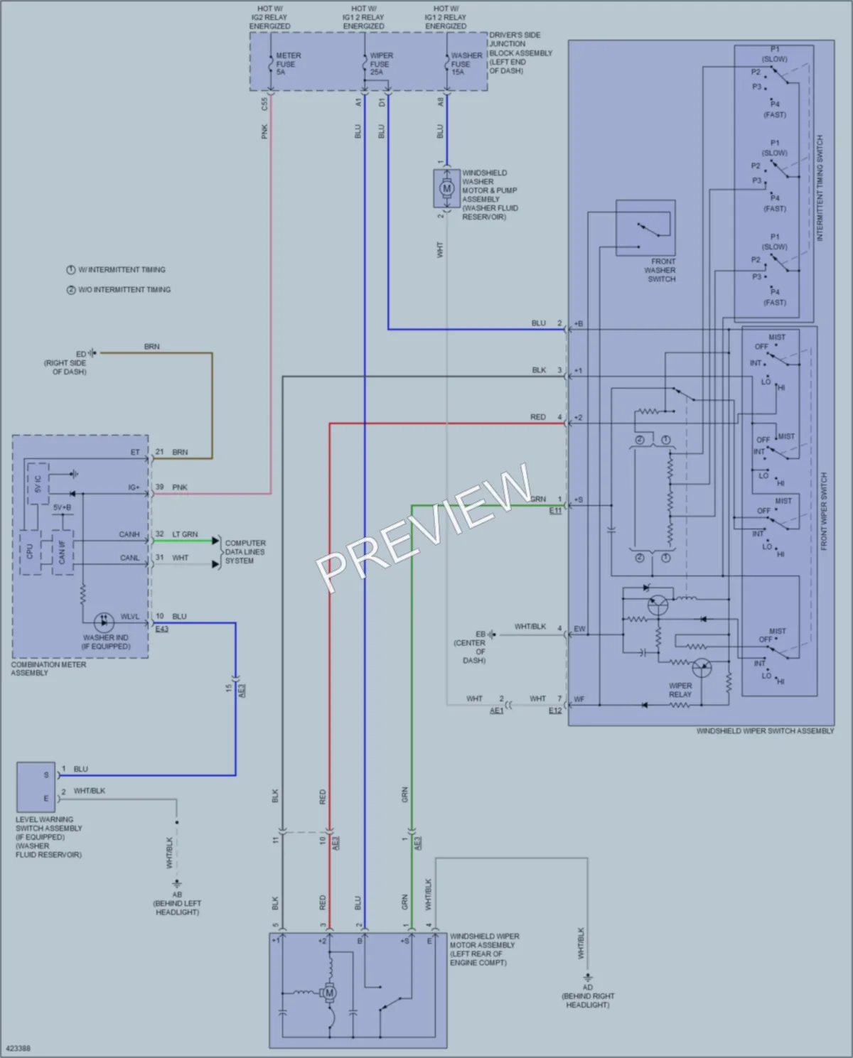 2014 Toyota Corolla Wiper Washer wiring diagram preview