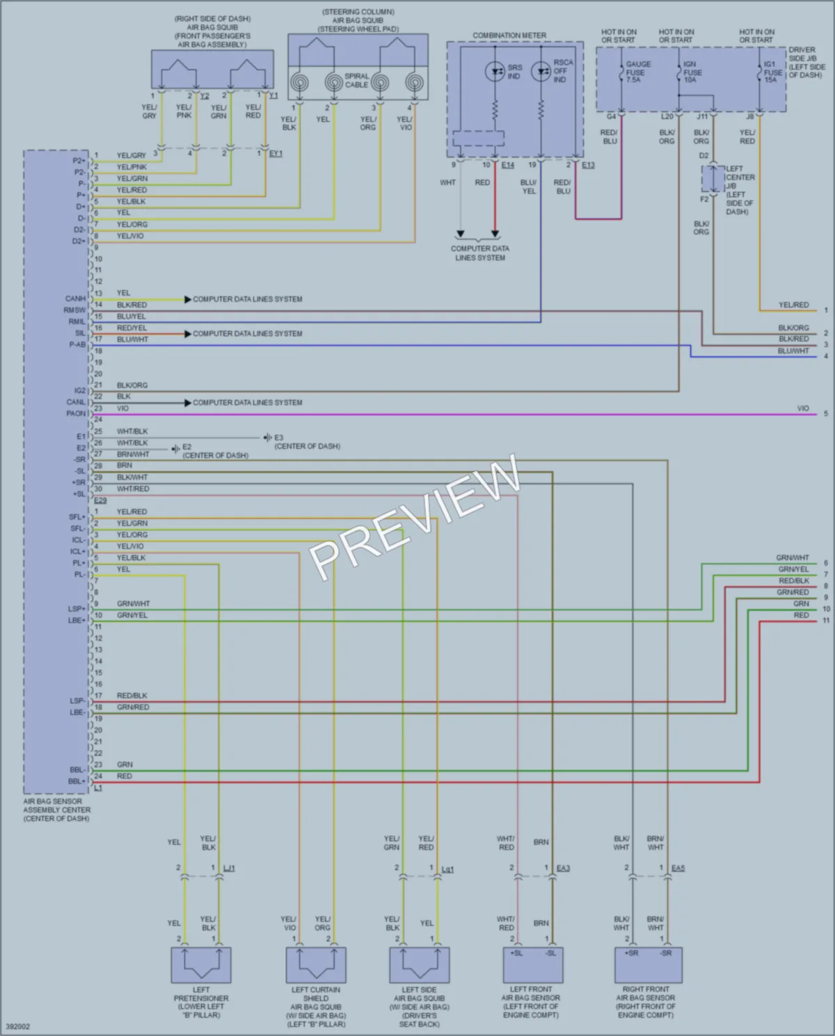 2014 Toyota FJCruiser Supplemental Restraints wiring diagram preview