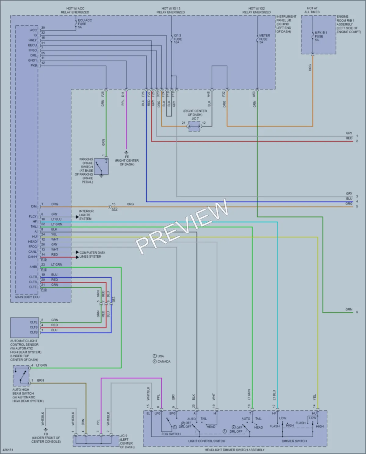 2014 Toyota Highlander Headlights wiring diagram preview