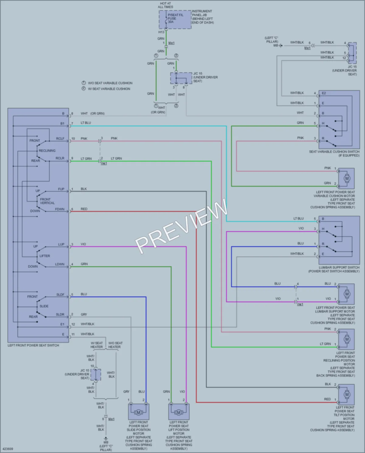 2014 Toyota Highlander Power Seats wiring diagram preview