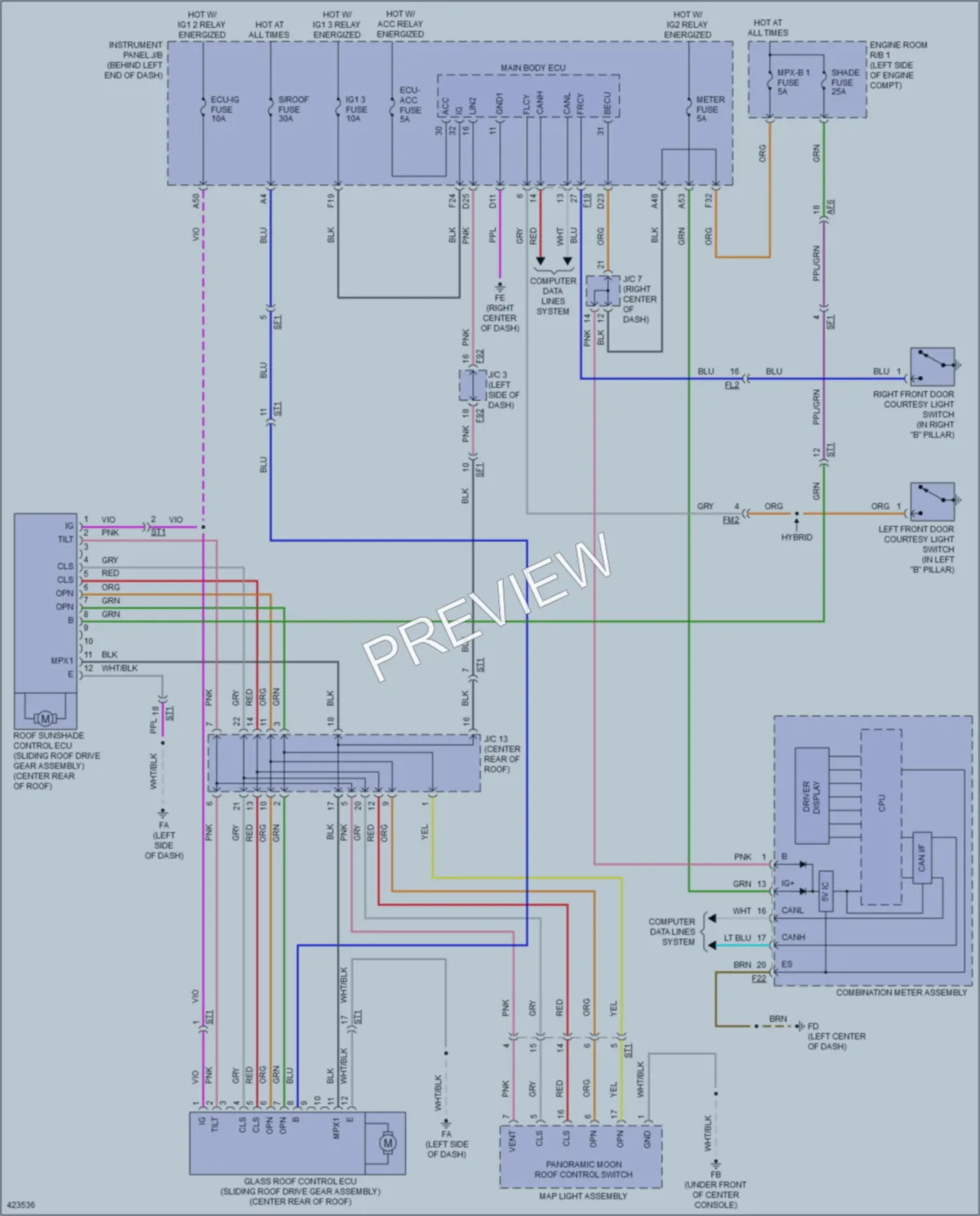 2014 Toyota Highlander Power Top Sunroof wiring diagram preview