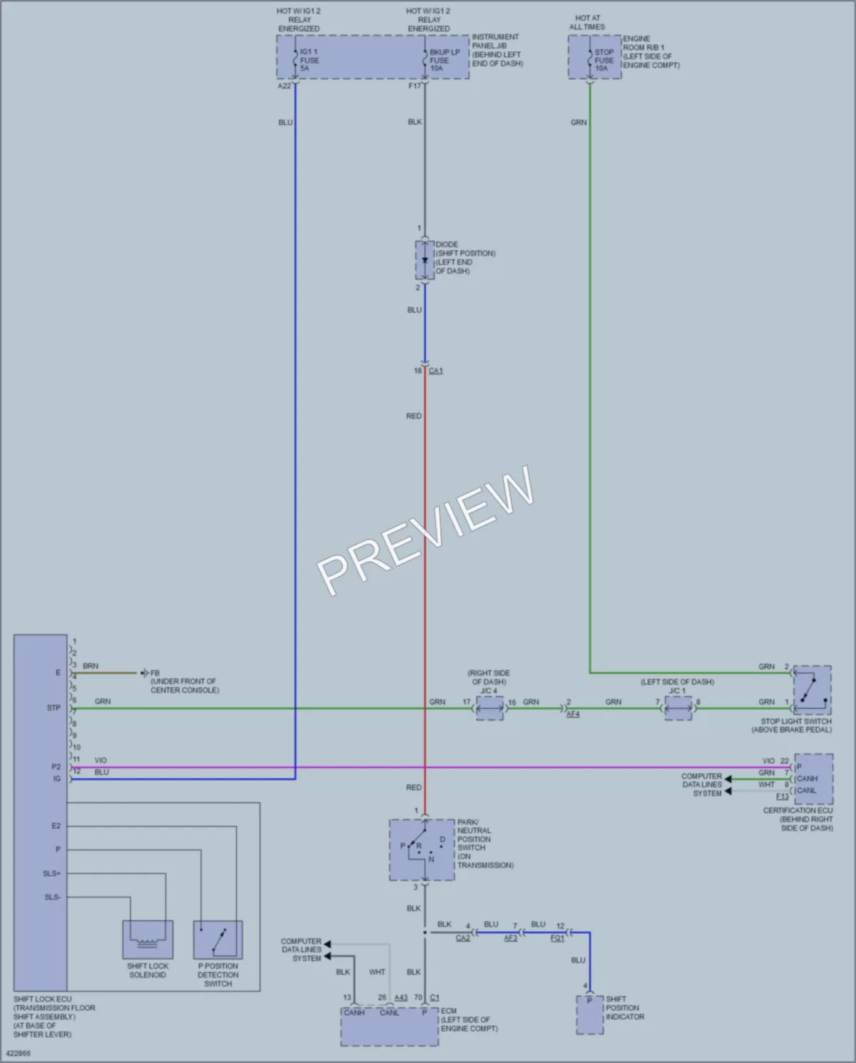 2014 Toyota Highlander Shift Interlock wiring diagram preview