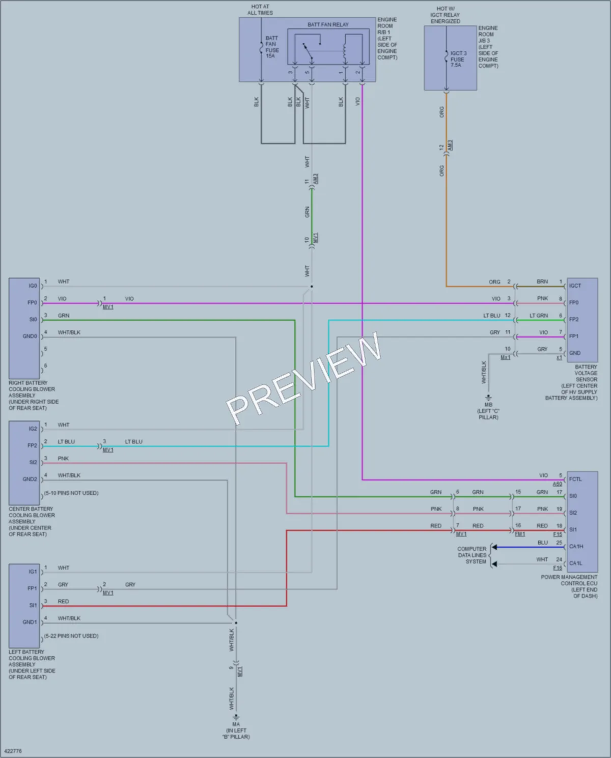2014 Toyota HighlanderHybrid Cooling Fan wiring diagram preview