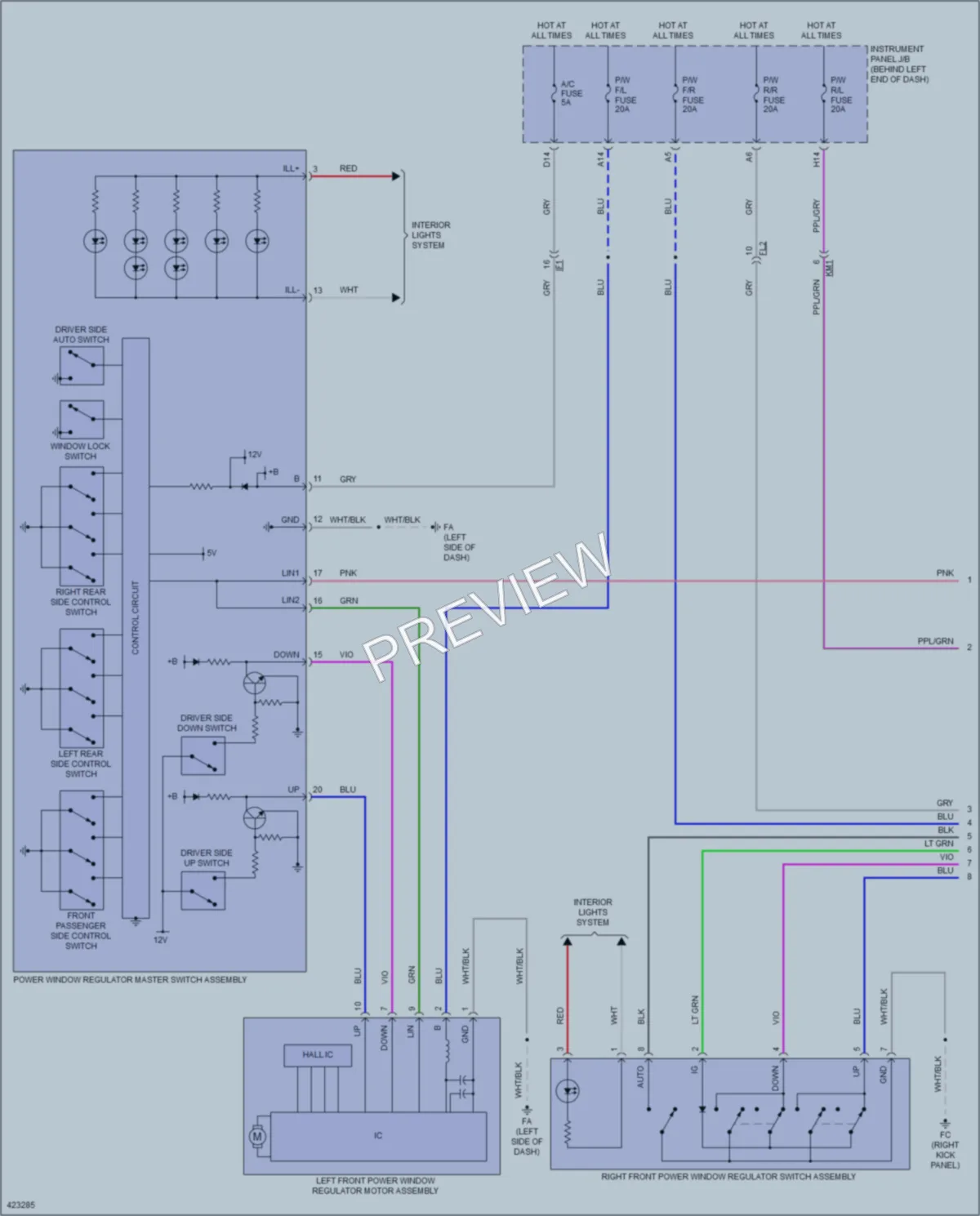 2014 Toyota HighlanderHybrid Power Windows wiring diagram preview