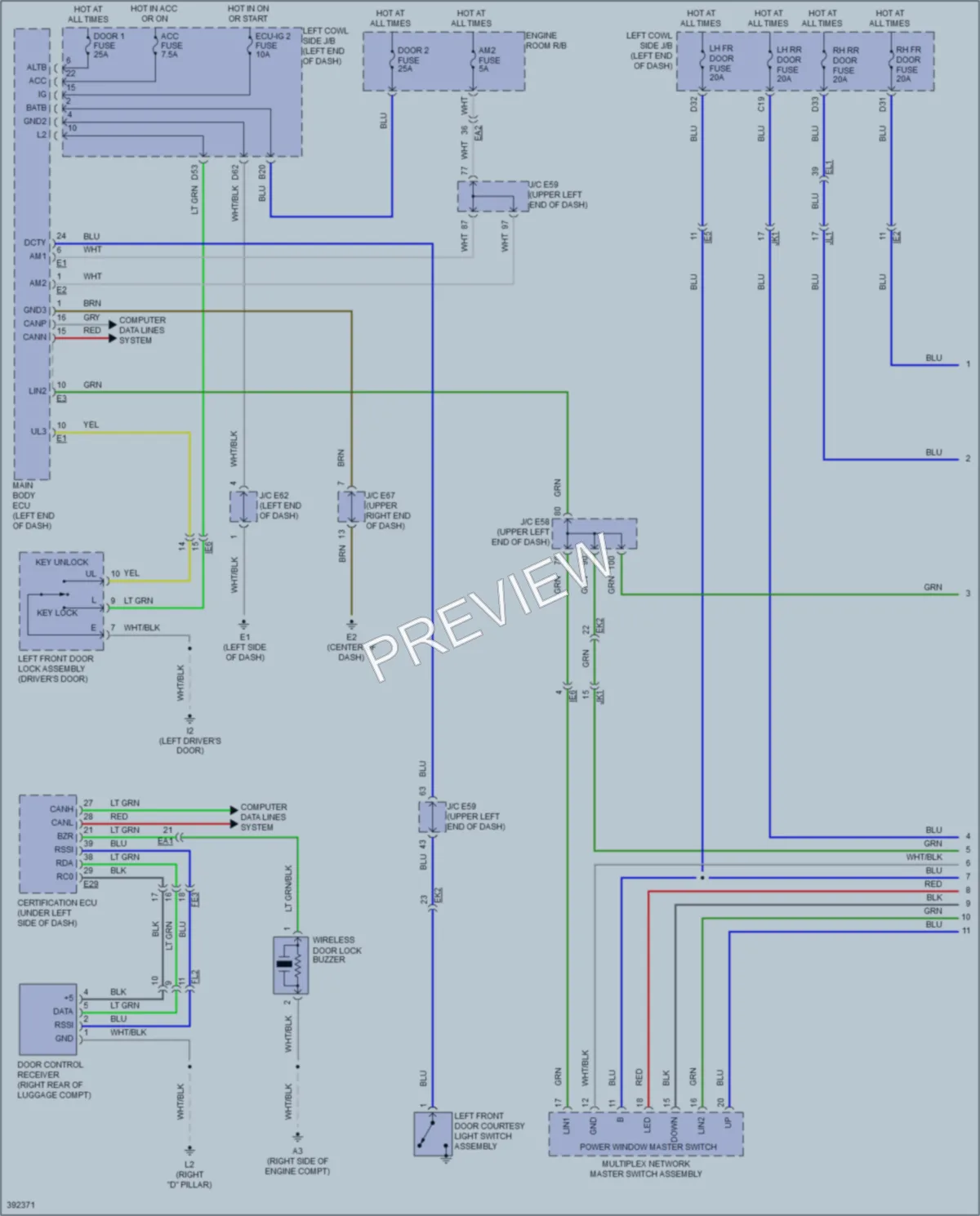 2014 Toyota LandCruiser Power Windows wiring diagram preview