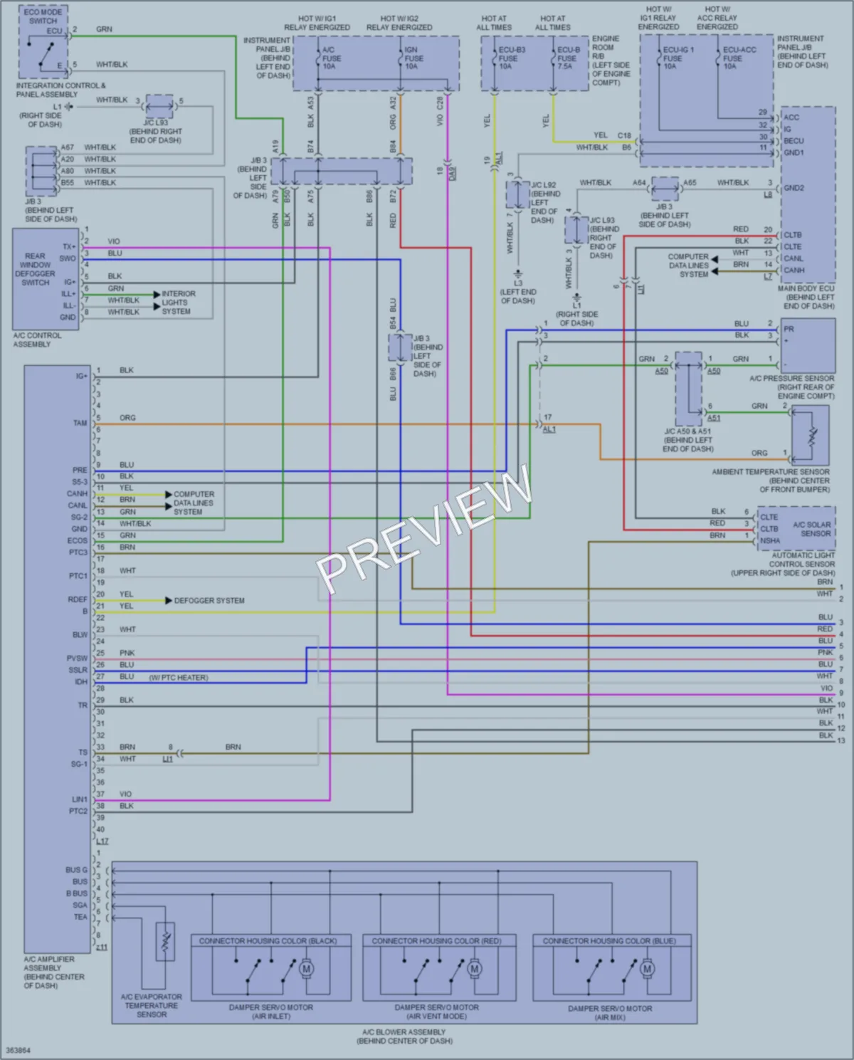 2014 Toyota Prius Air Conditioning wiring diagram preview