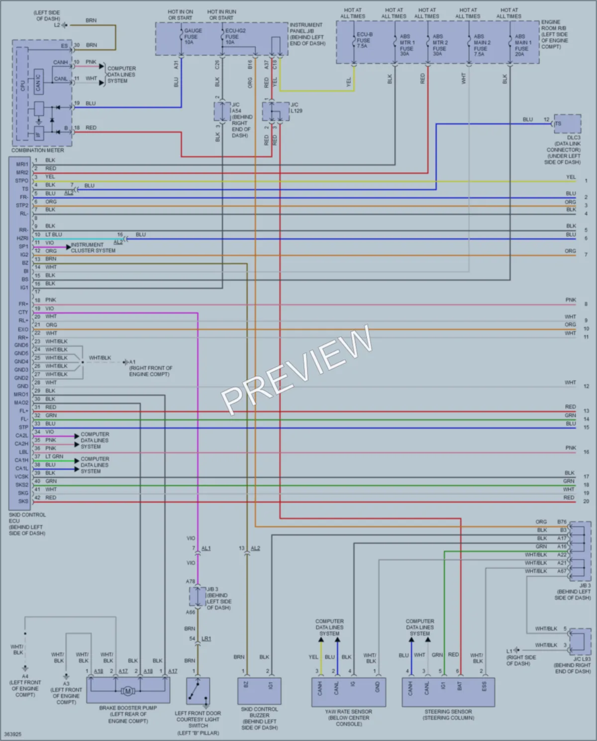 2014 Toyota Prius Anti Lock Brakes wiring diagram preview