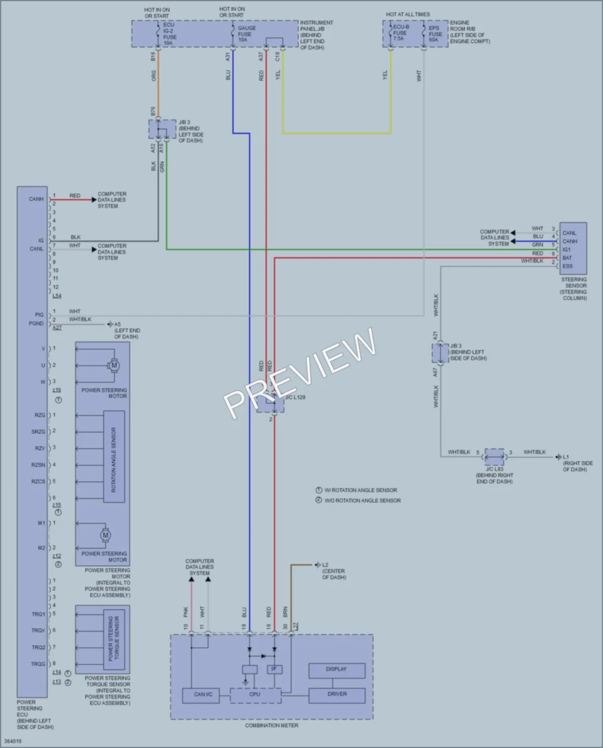 2014 Toyota PriusPlugin Electronic Power Steering wiring diagram preview