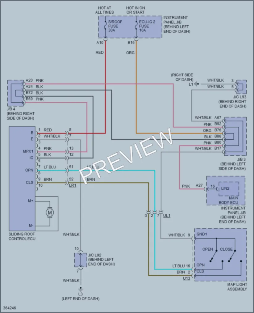 2014 Toyota PriusPlugin Power Top Sunroof wiring diagram preview
