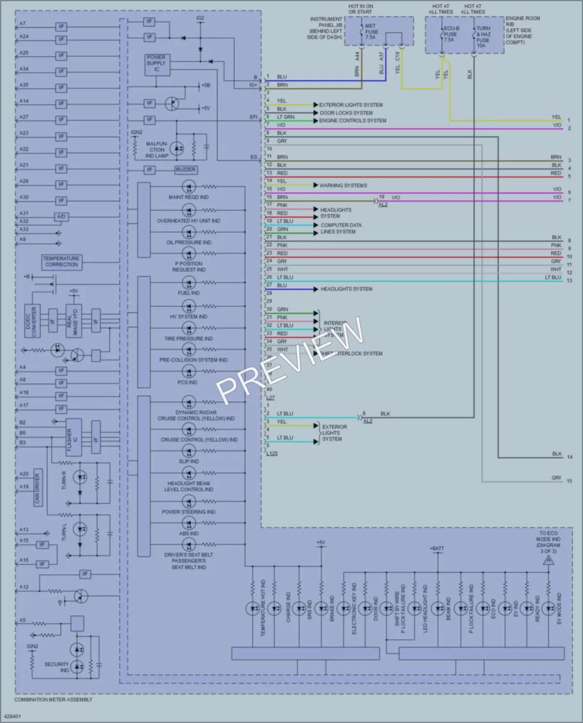 2014 Toyota Priusv Instrument Cluster wiring diagram preview