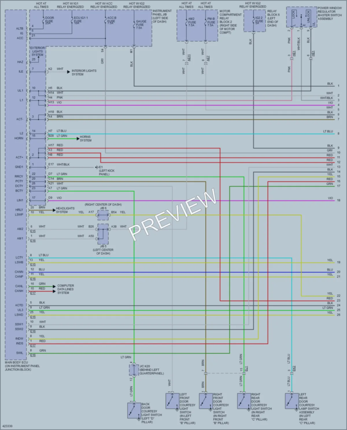 2014 Toyota RAV4 Power Door Locks wiring diagram preview