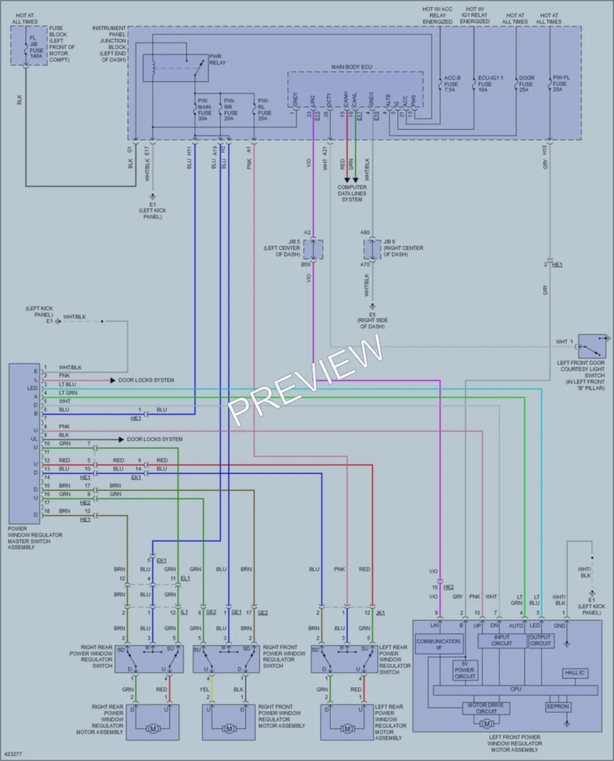 2014 Toyota RAV4 Power Windows wiring diagram preview