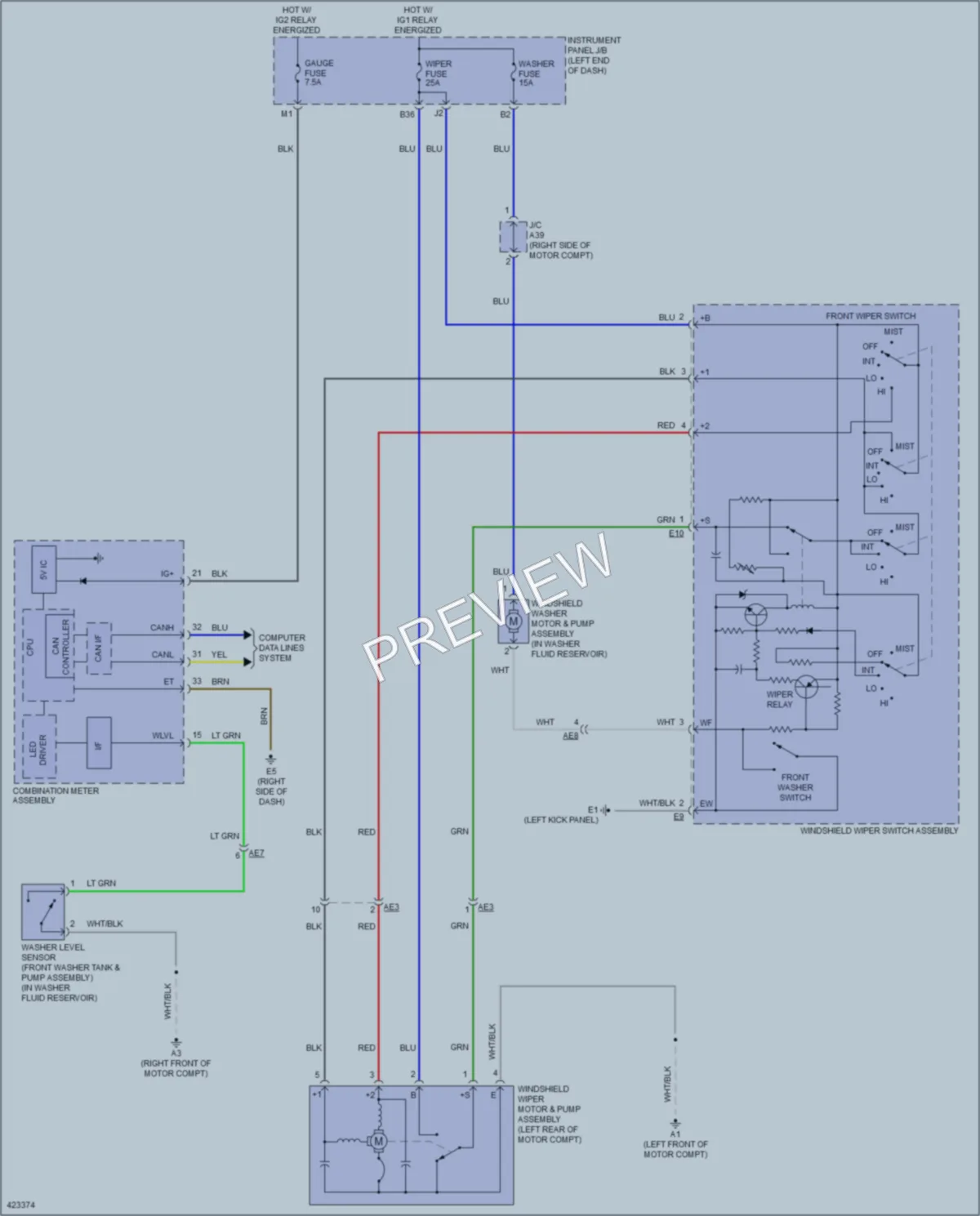 2014 Toyota RAV4 Wiper Washer wiring diagram preview