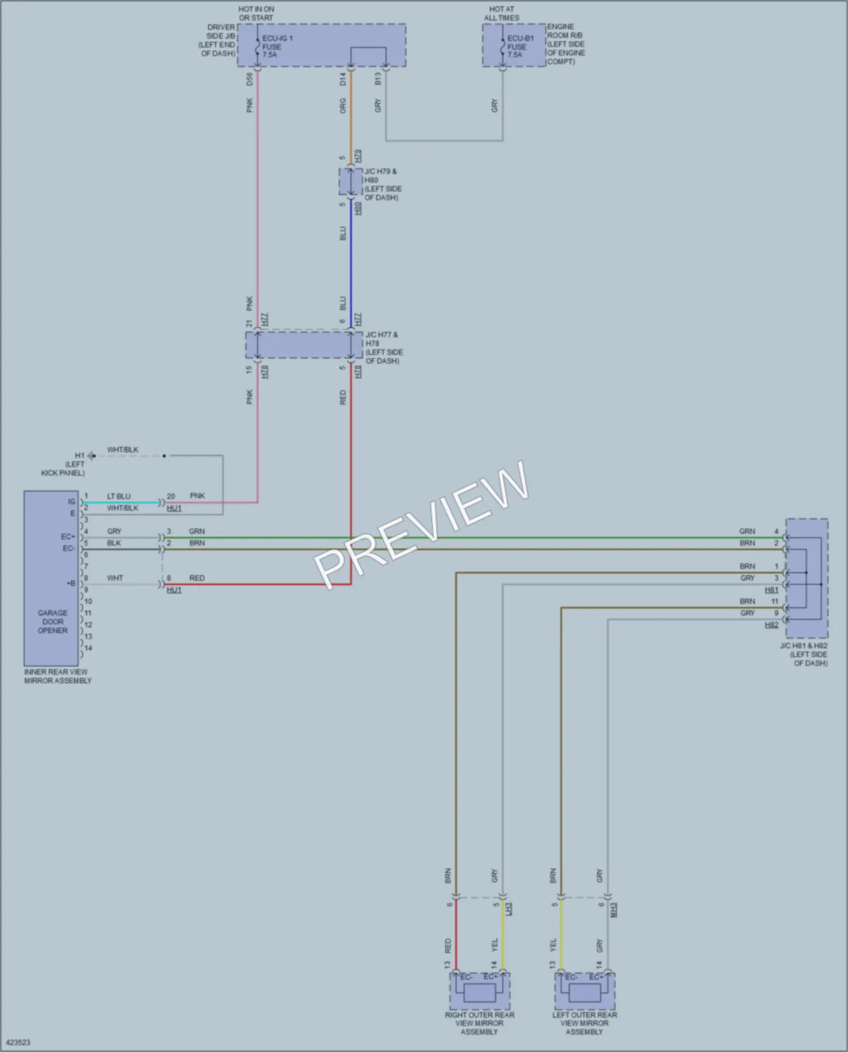 2014 Toyota Sequoia Power Mirrors wiring diagram preview