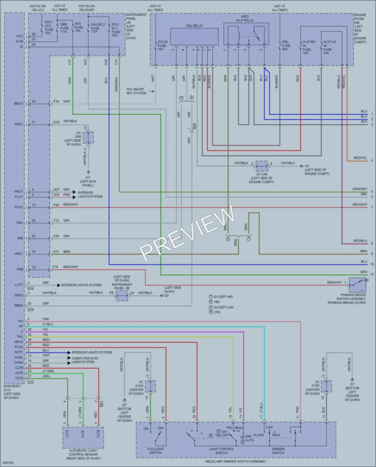 2014 Toyota Sienna Headlights wiring diagram preview