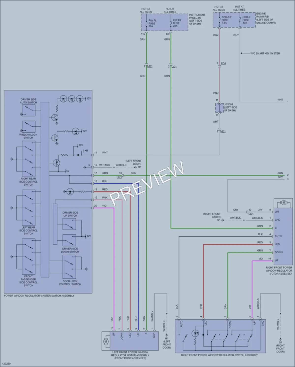 2014 Toyota Sienna Power Windows wiring diagram preview