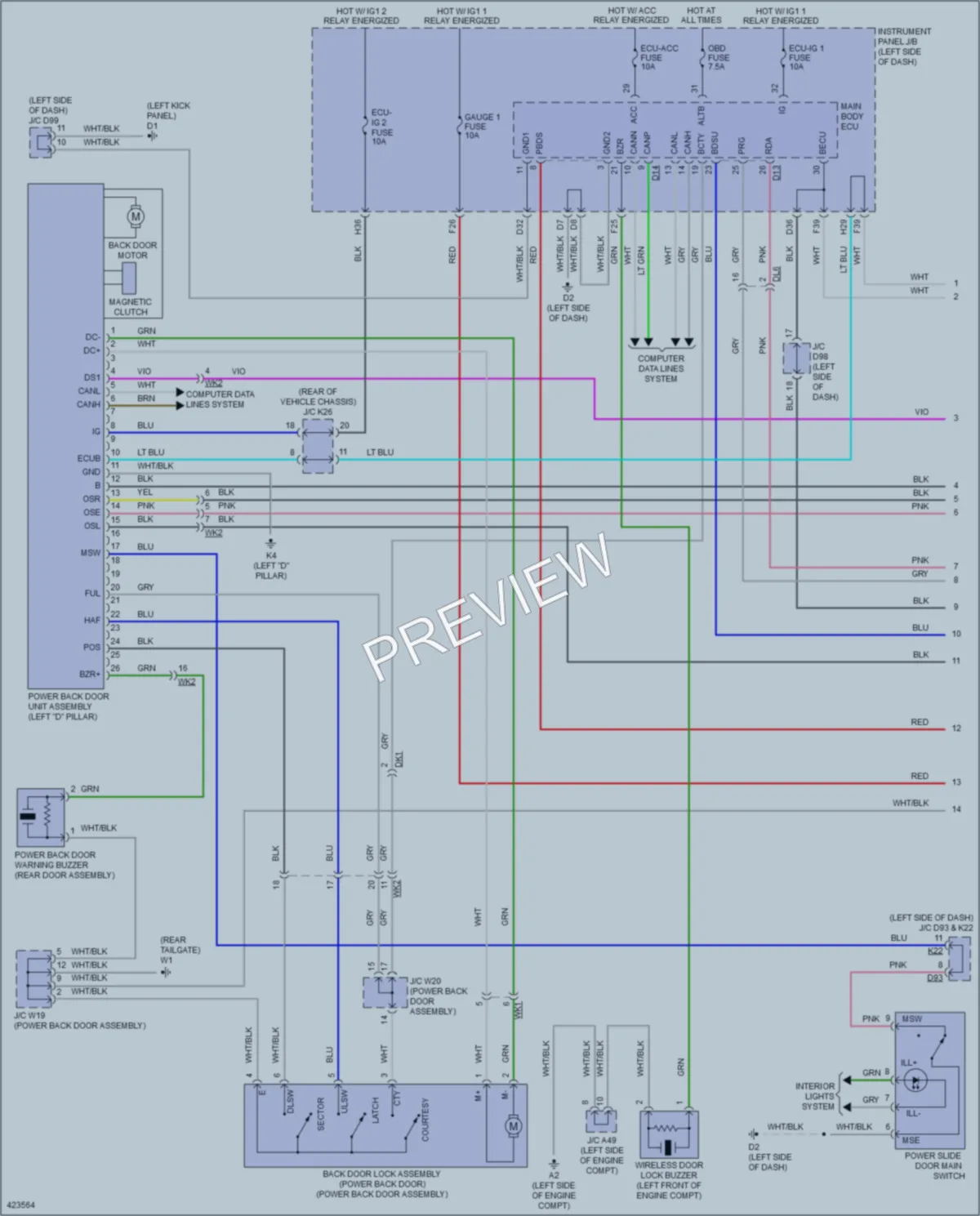 2014 Toyota Sienna Trunk Tailgate Fuel Door wiring diagram preview