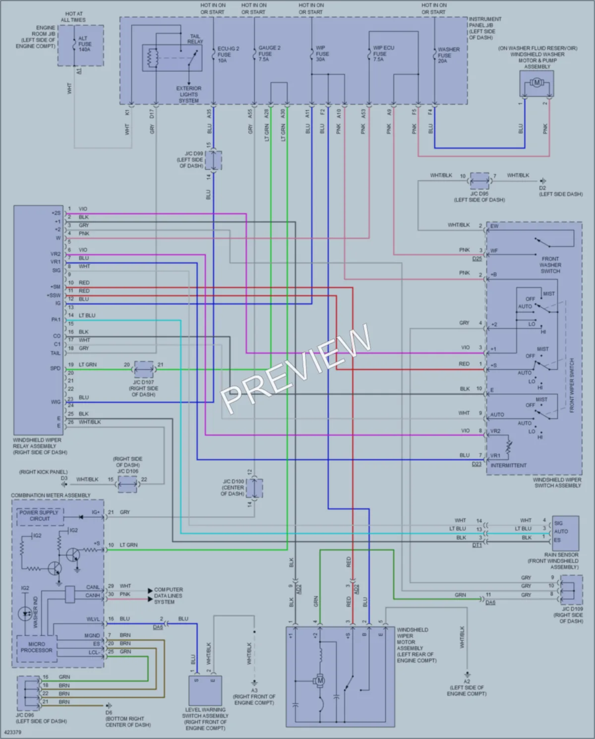 2014 Toyota Sienna Wiper Washer wiring diagram preview