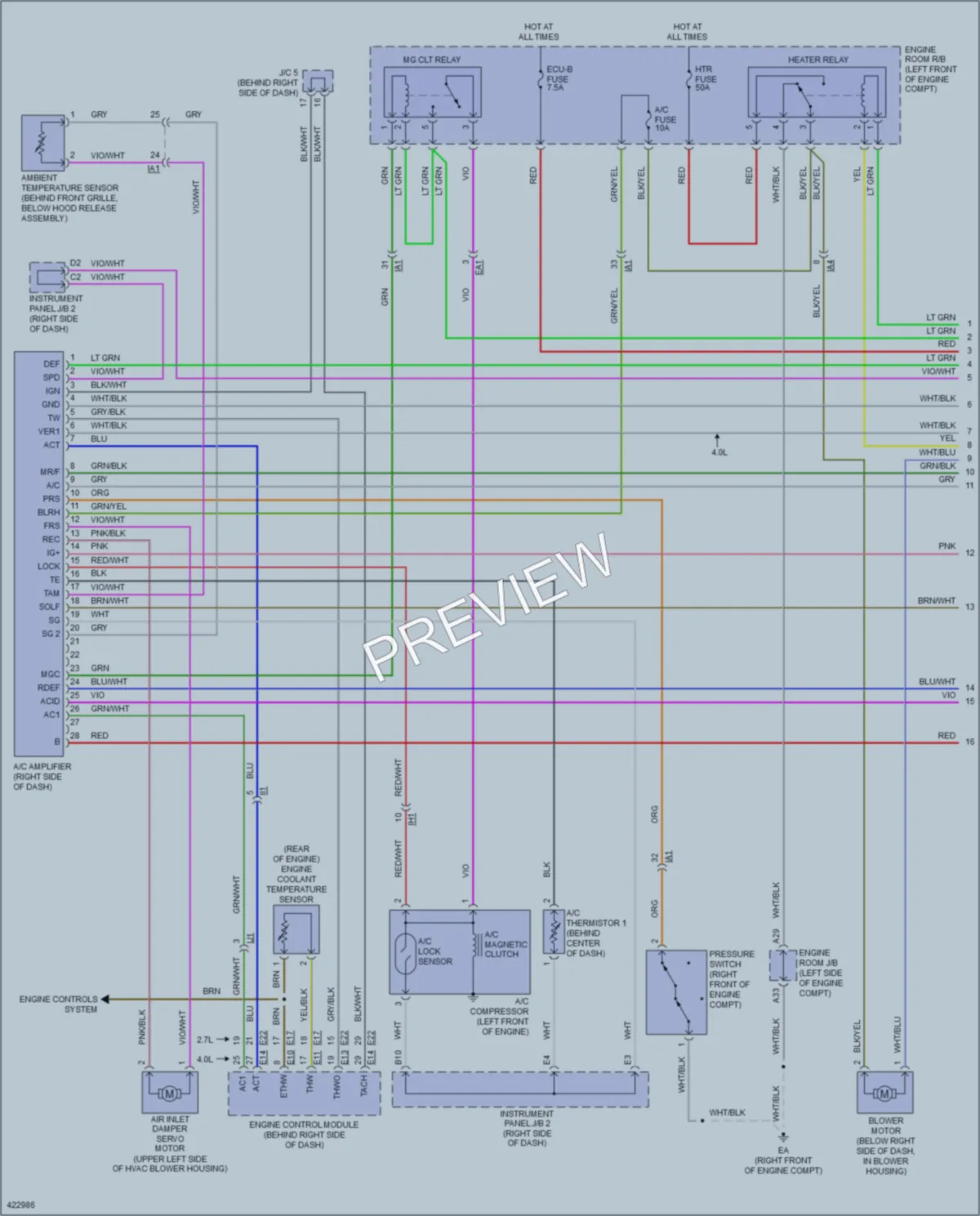 2014 Toyota Tacoma Air Conditioning wiring diagram preview