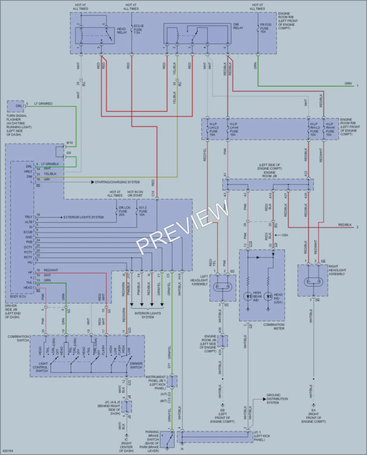 2014 Toyota Tacoma Headlights wiring diagram preview