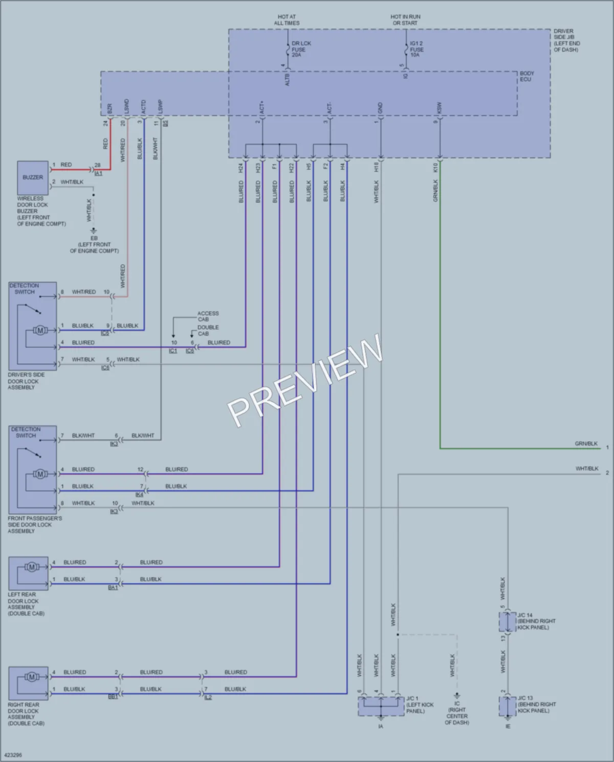 2014 Toyota Tacoma Power Door Locks wiring diagram preview