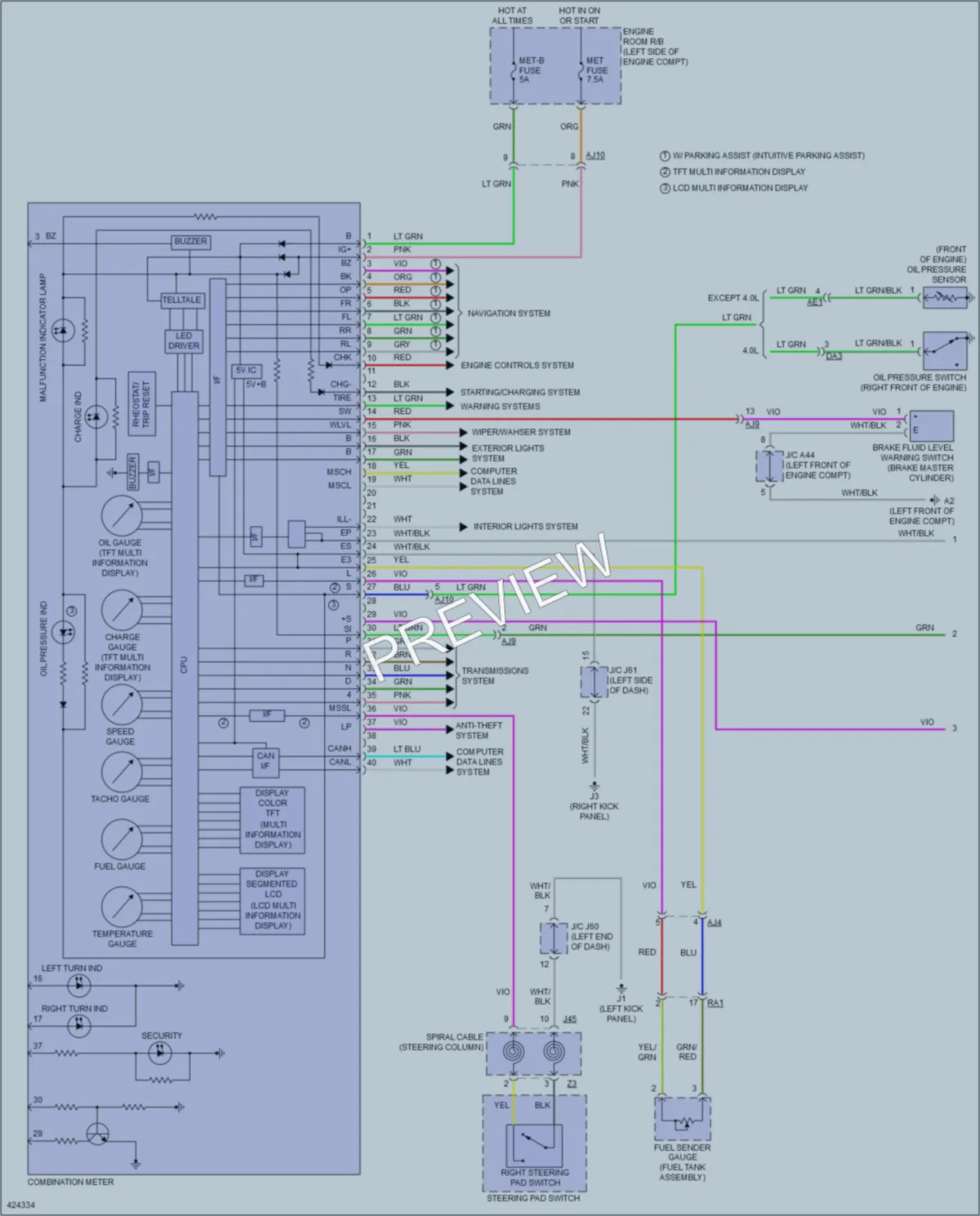 2014 Toyota Tundra Instrument Cluster wiring diagram preview