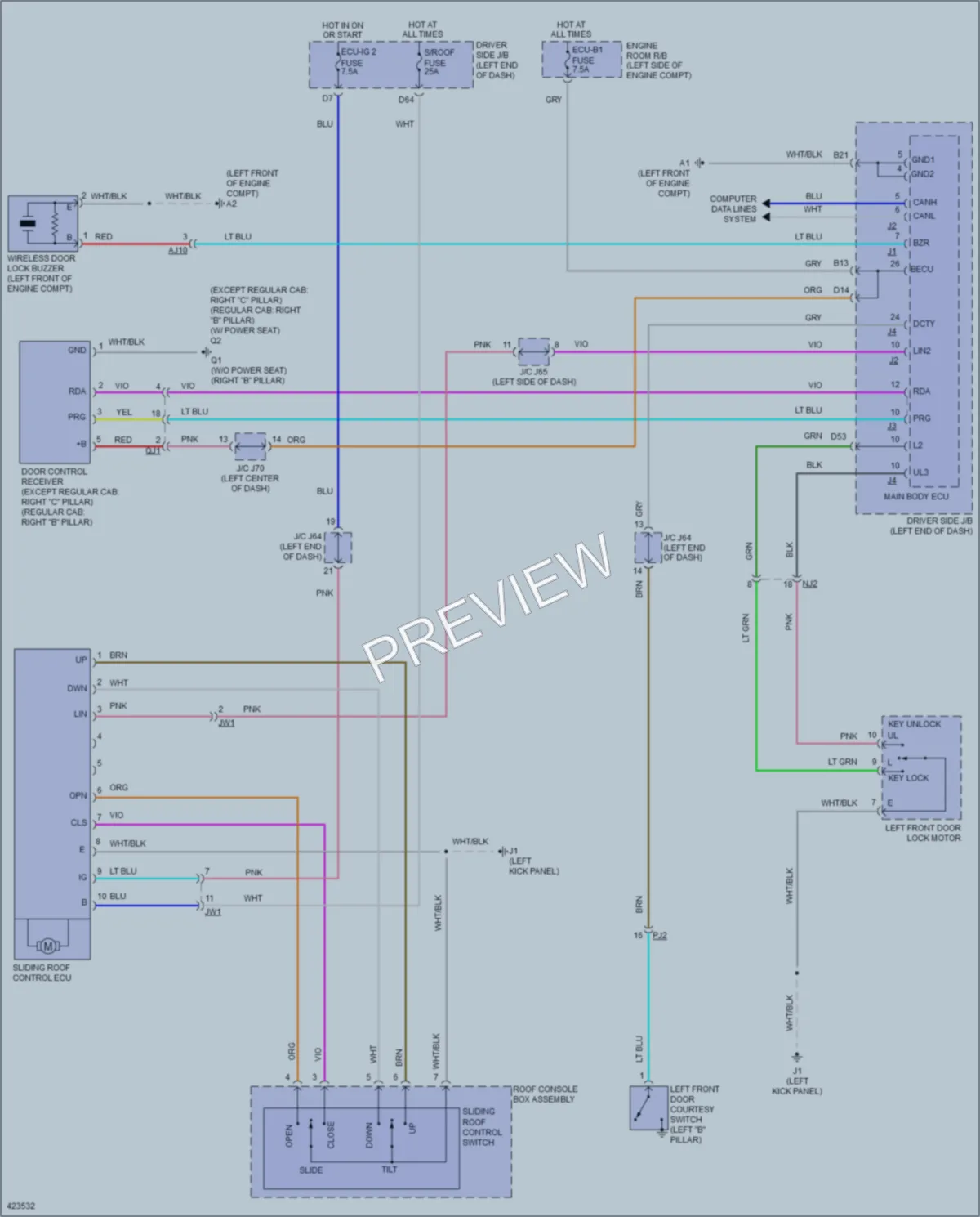 2014 Toyota Tundra Power Top Sunroof wiring diagram preview