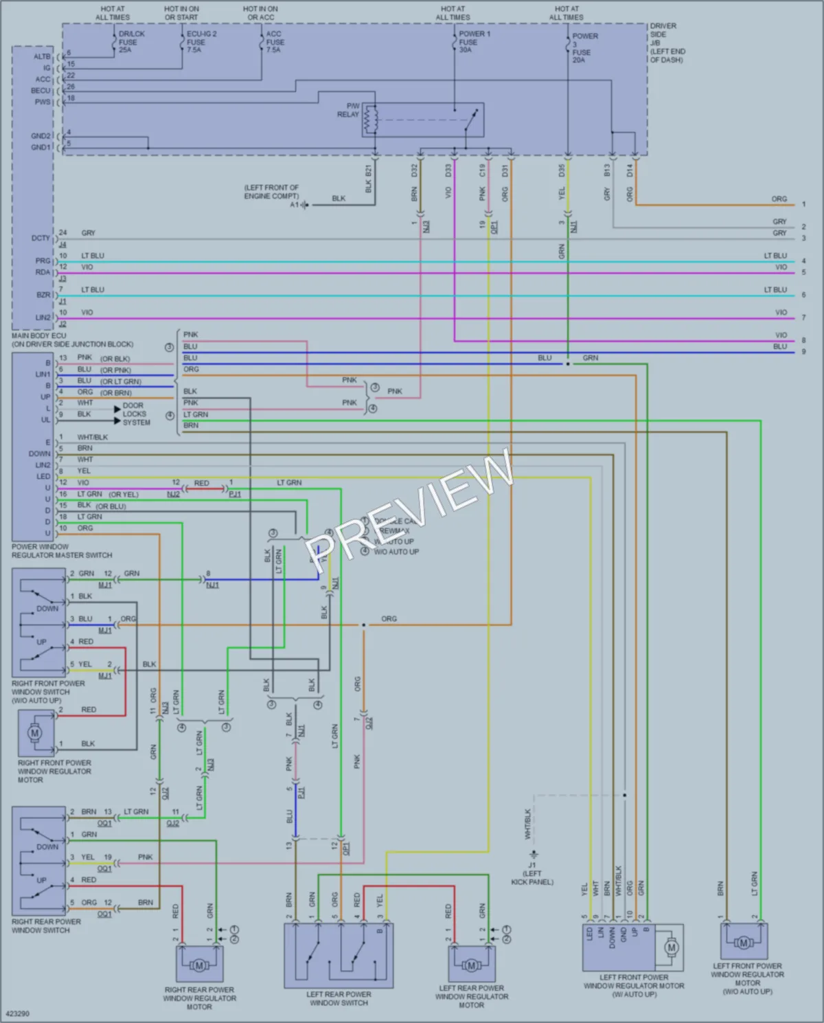 2014 Toyota Tundra Power Windows wiring diagram preview