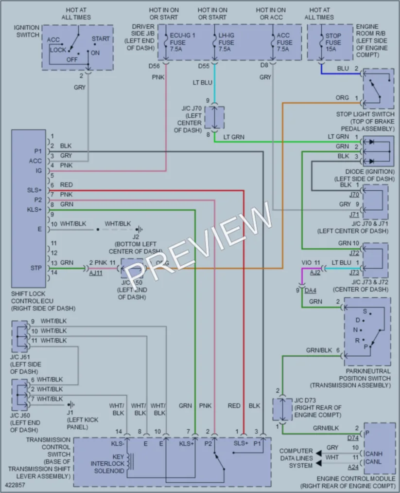 2014 Toyota Tundra Shift Interlock wiring diagram preview