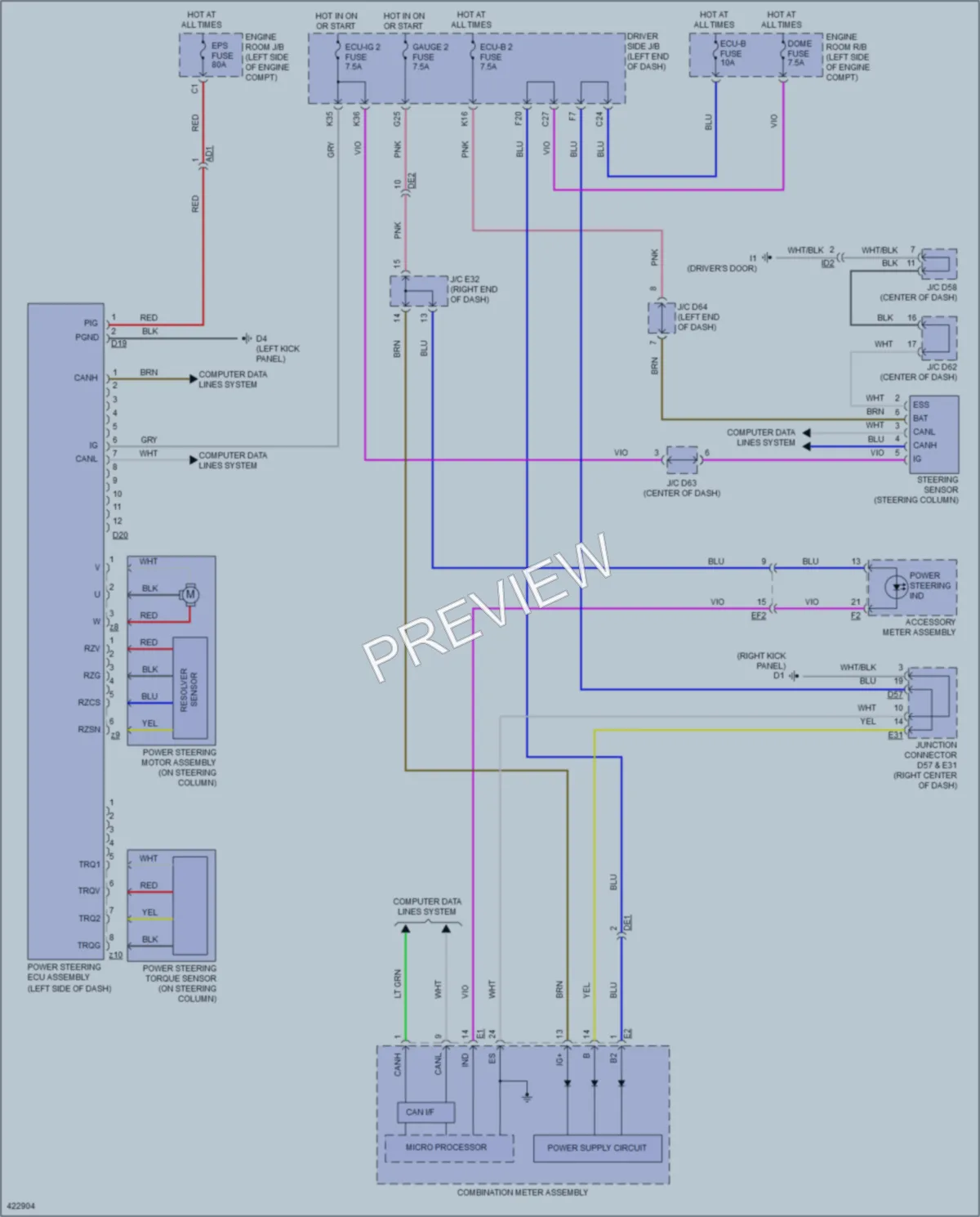 2014 Toyota Venza Electronic Power Steering wiring diagram preview