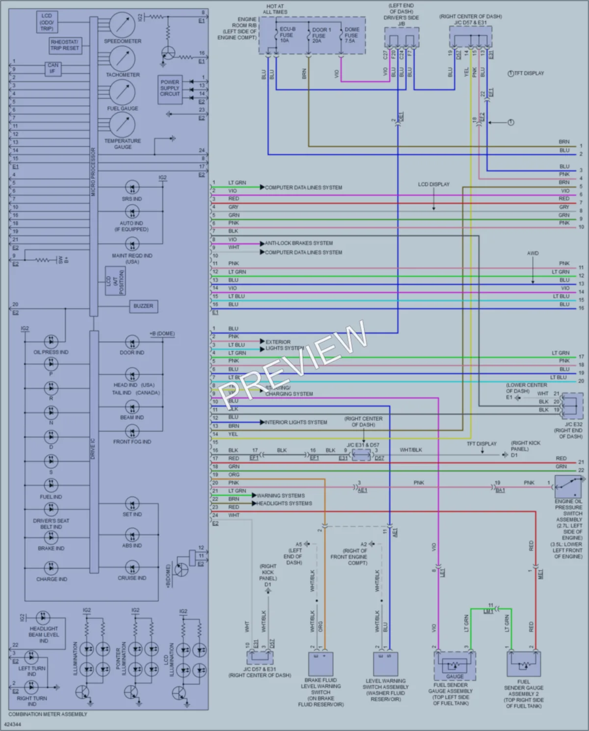 2014 Toyota Venza Instrument Cluster wiring diagram preview