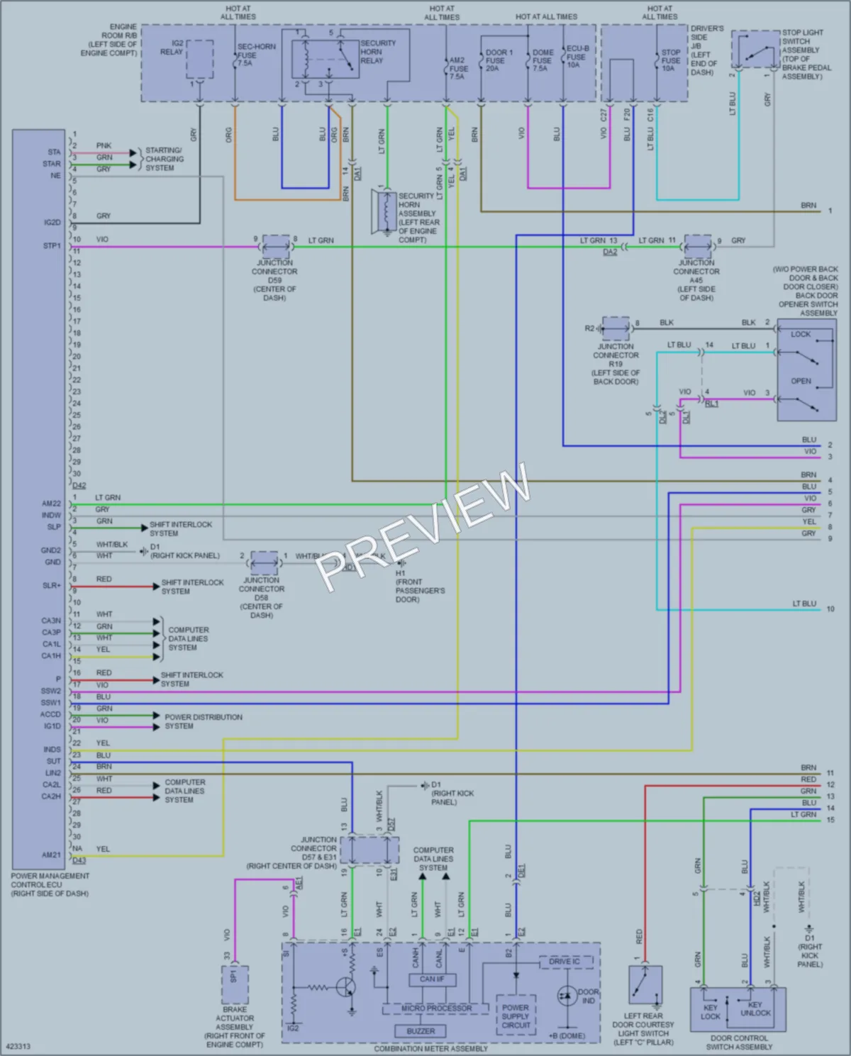 2014 Toyota Venza Power Door Locks wiring diagram preview