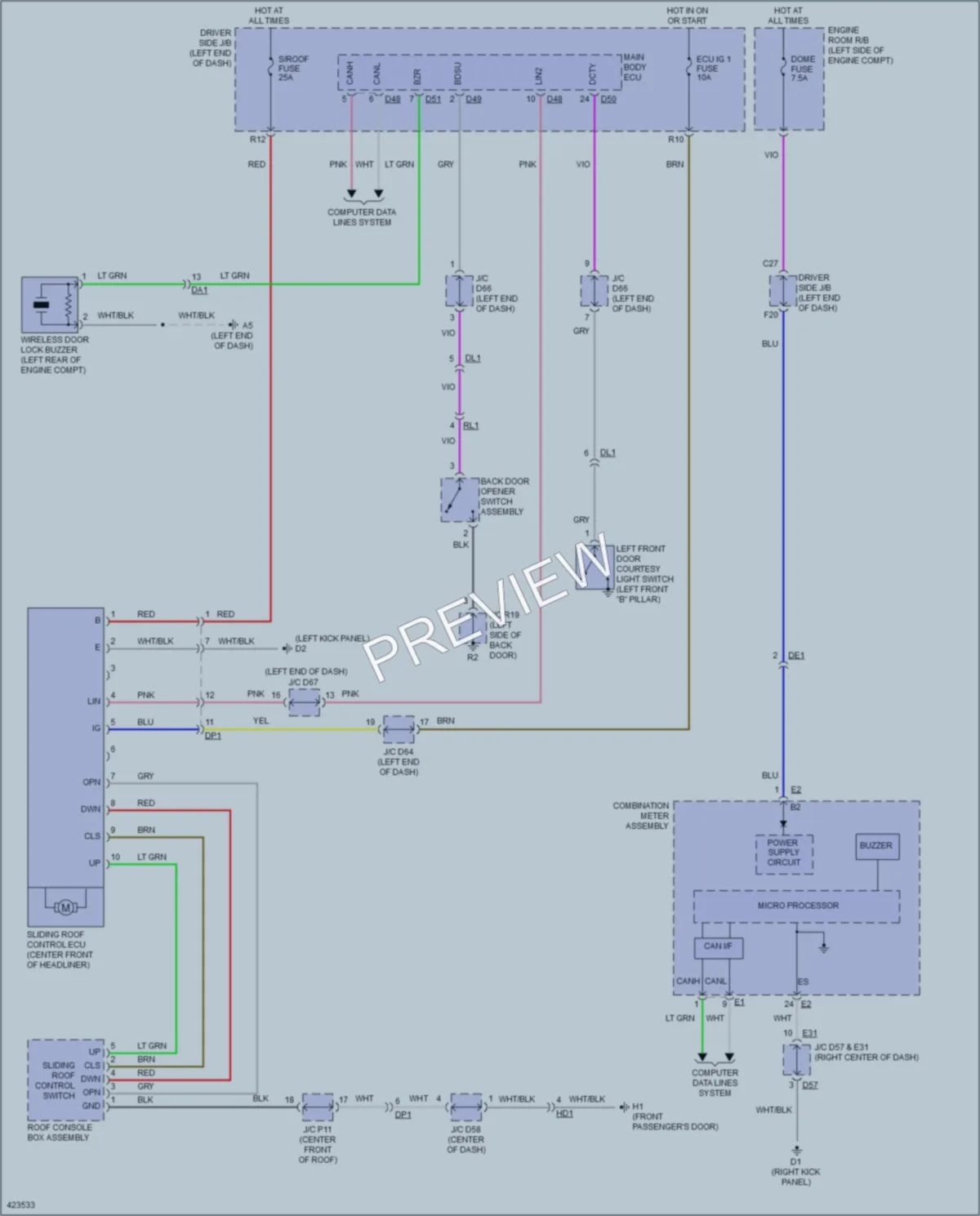 2014 Toyota Venza Power Top Sunroof wiring diagram preview