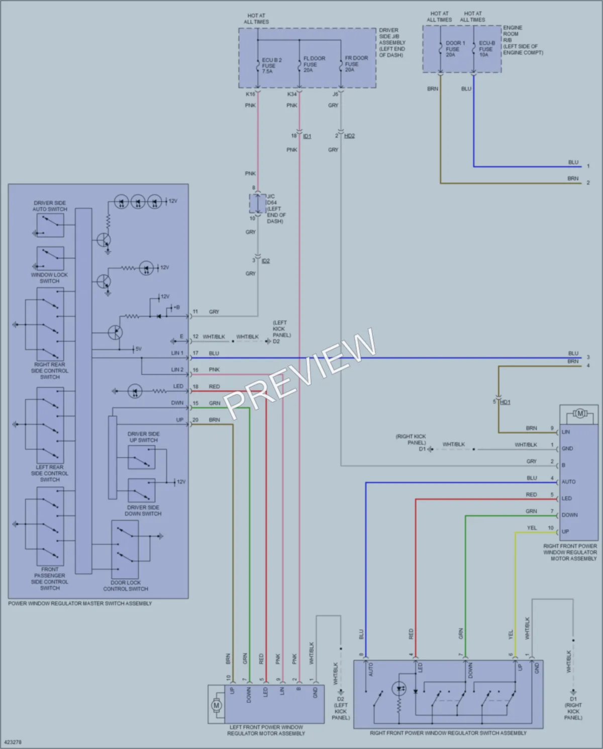 2014 Toyota Venza Power Windows wiring diagram preview