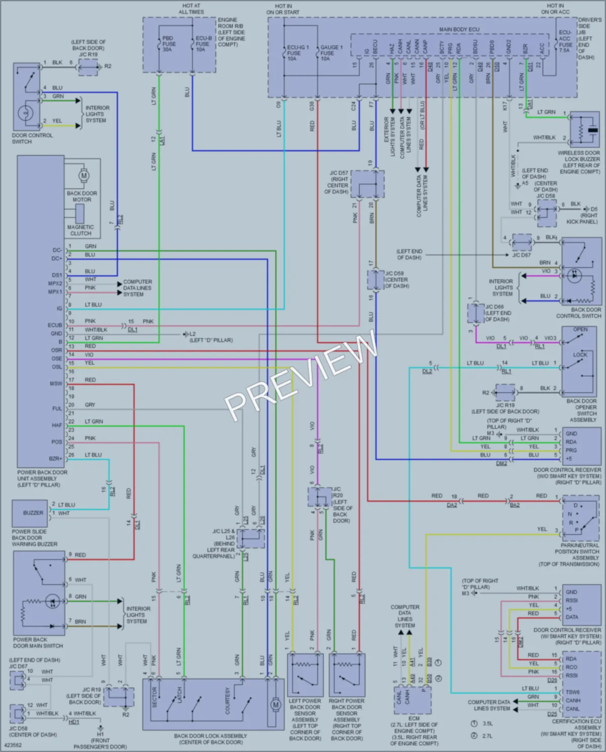 2014 Toyota Venza Trunk Tailgate Fuel Door wiring diagram preview