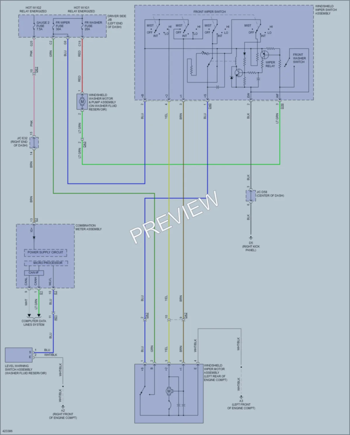 2014 Toyota Venza Wiper Washer wiring diagram preview