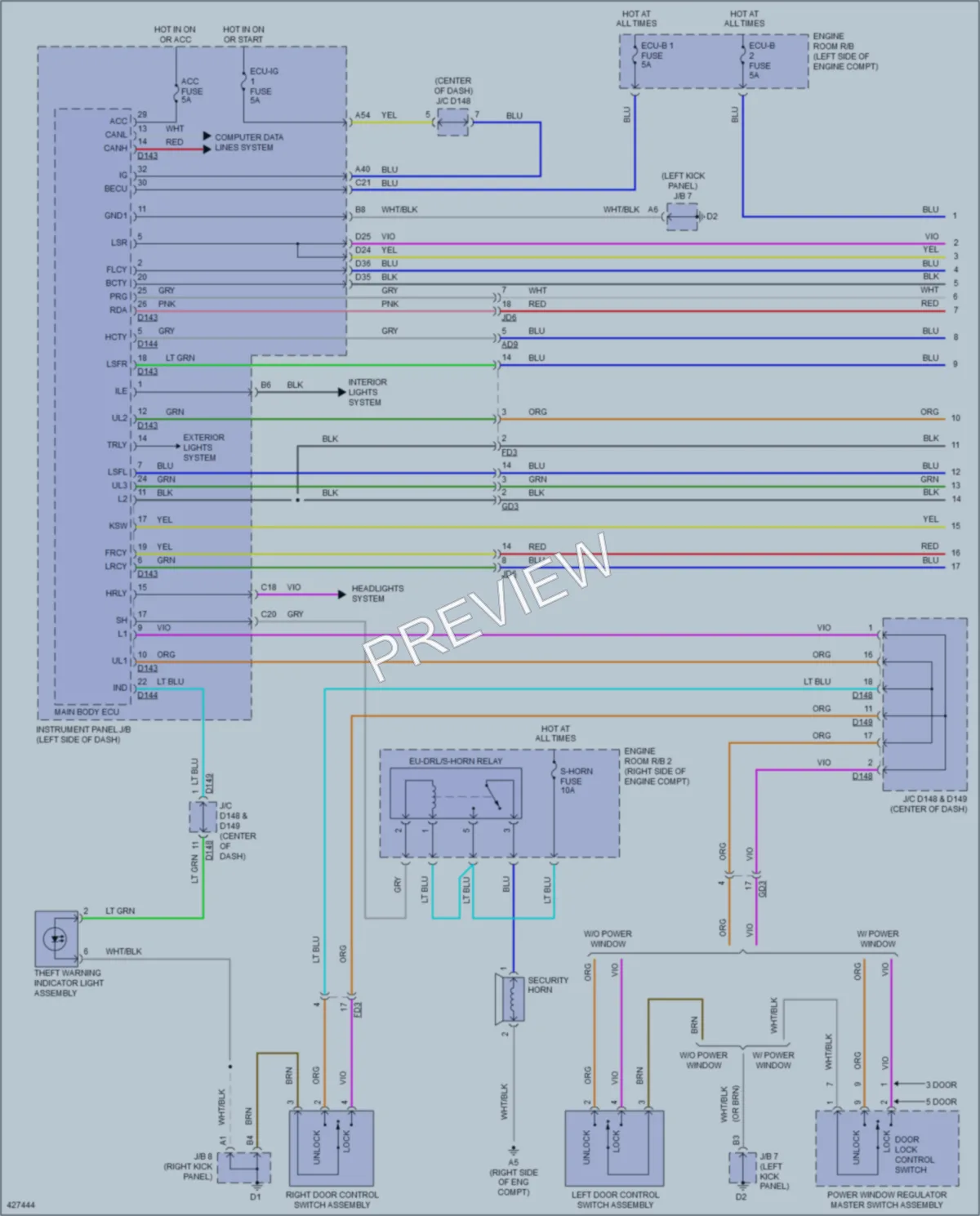 2014 Toyota Yaris Anti Theft wiring diagram preview
