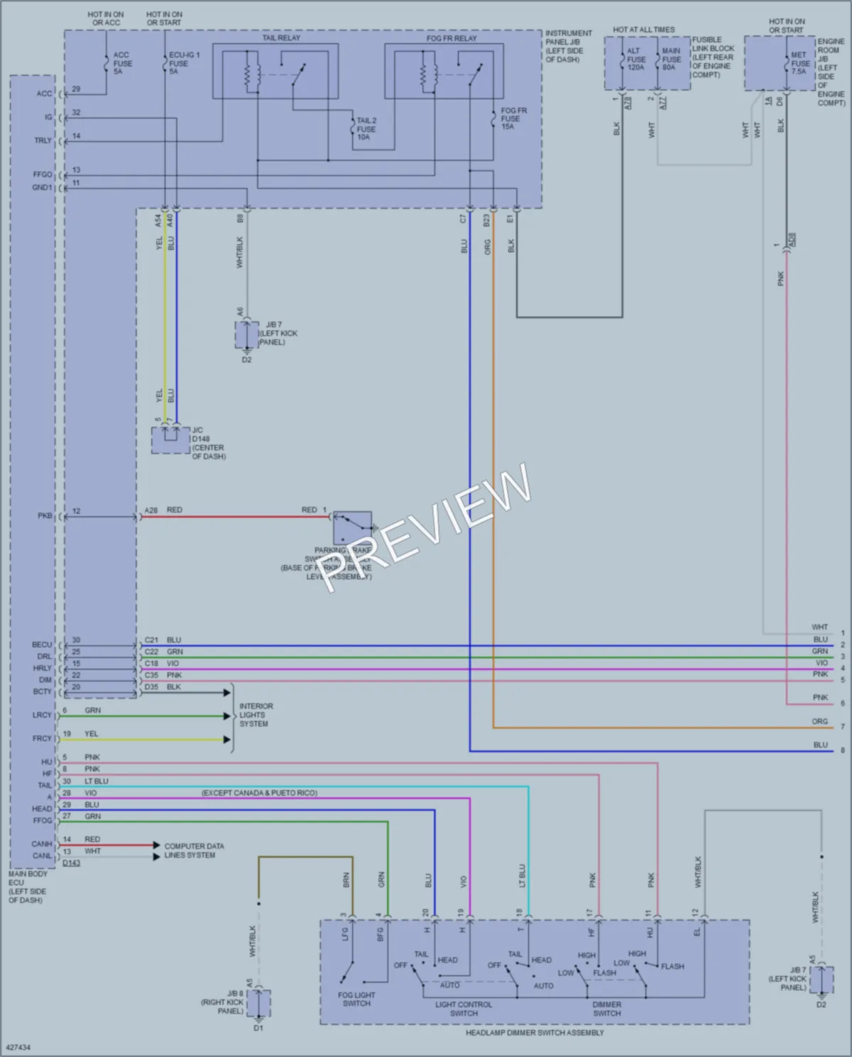 2014 Toyota Yaris Headlights wiring diagram preview