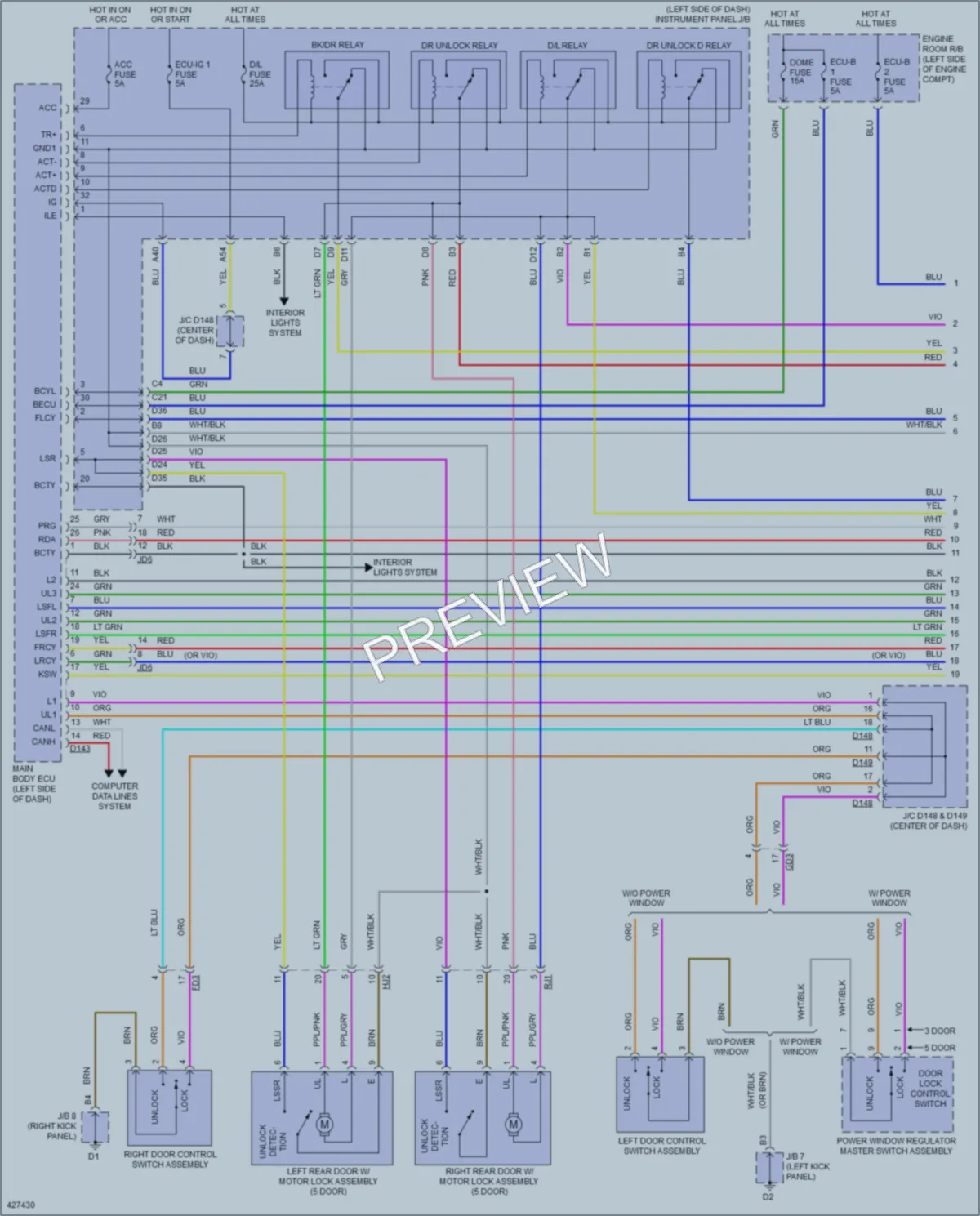 2014 Toyota Yaris Power Door Locks wiring diagram preview