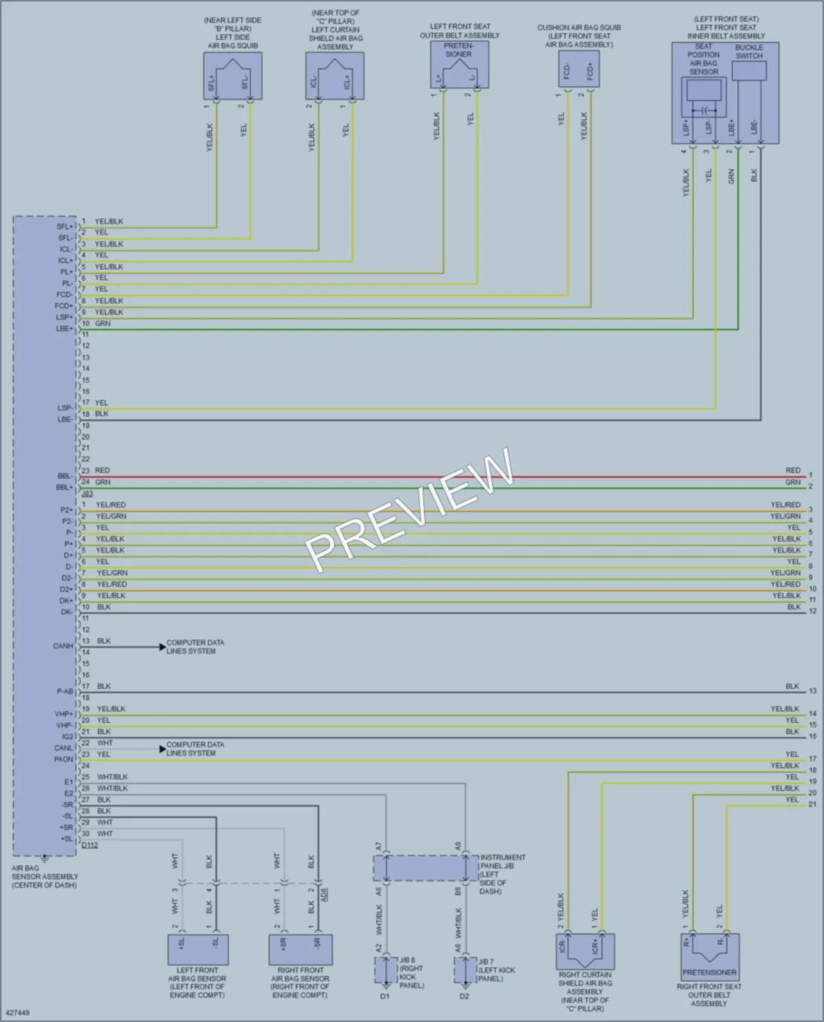 2014 Toyota Yaris Supplemental Restraints wiring diagram preview