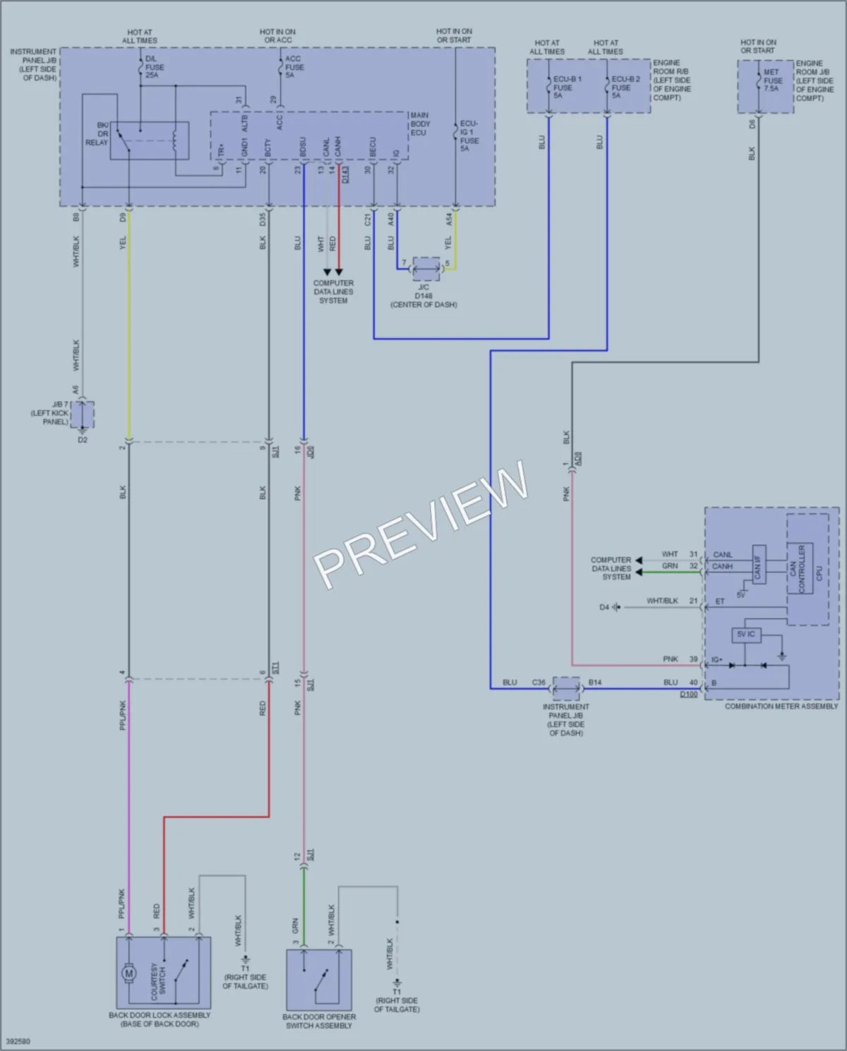 2014 Toyota Yaris Trunk Tailgate Fuel Door wiring diagram preview