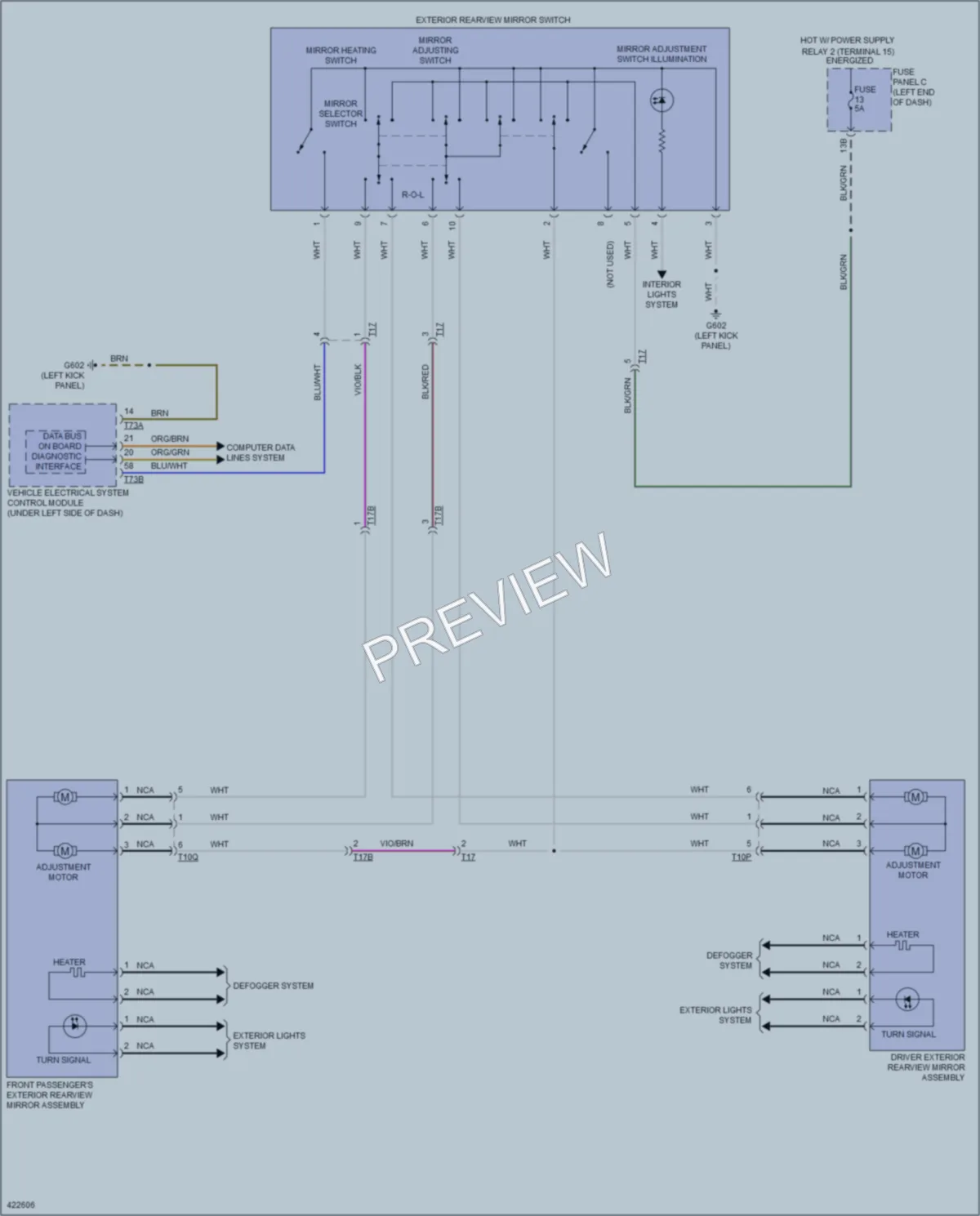 2014 Volkswagen Beetle Power Mirrors wiring diagram preview
