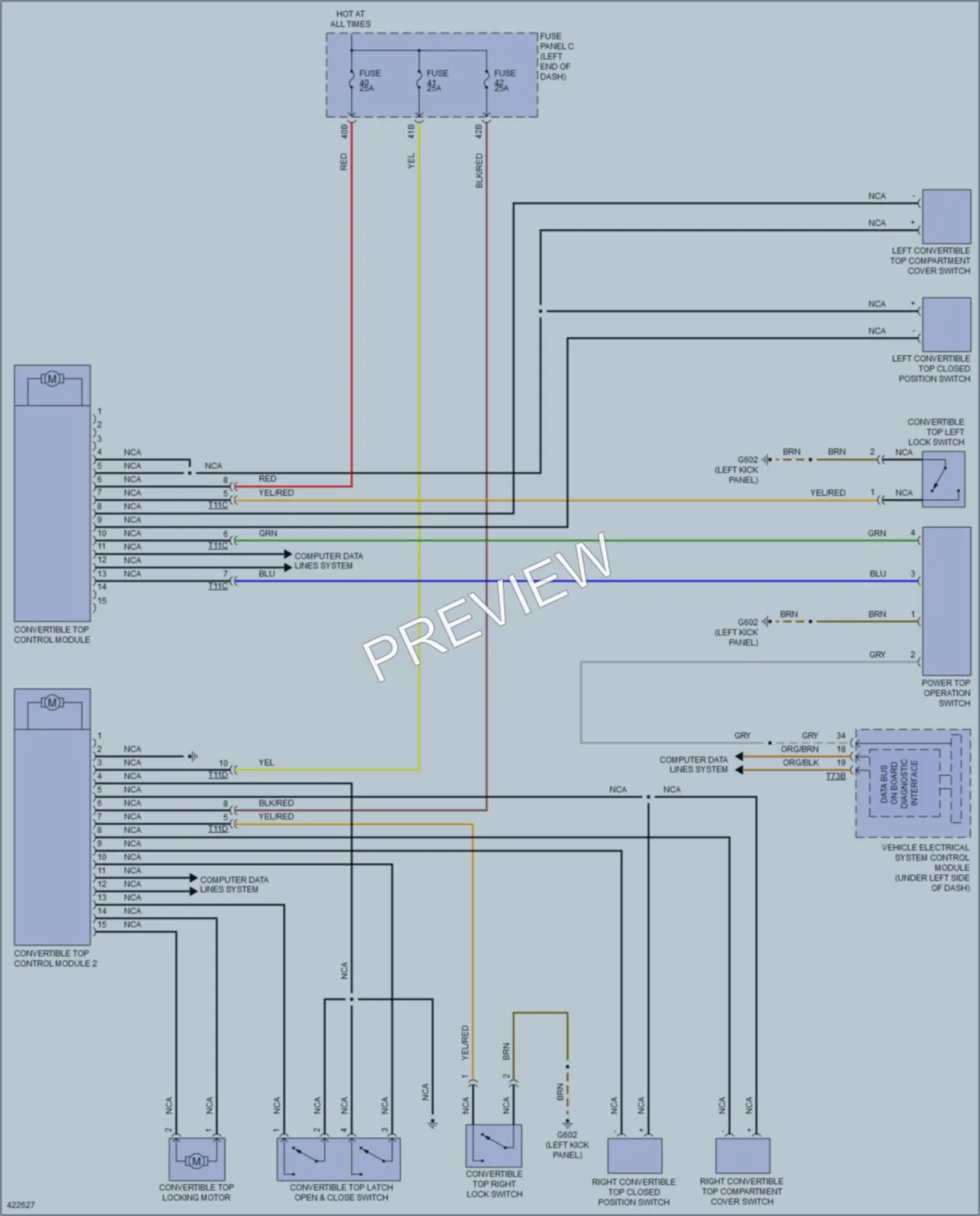 2014 Volkswagen Beetle Power Top Sunroof wiring diagram preview