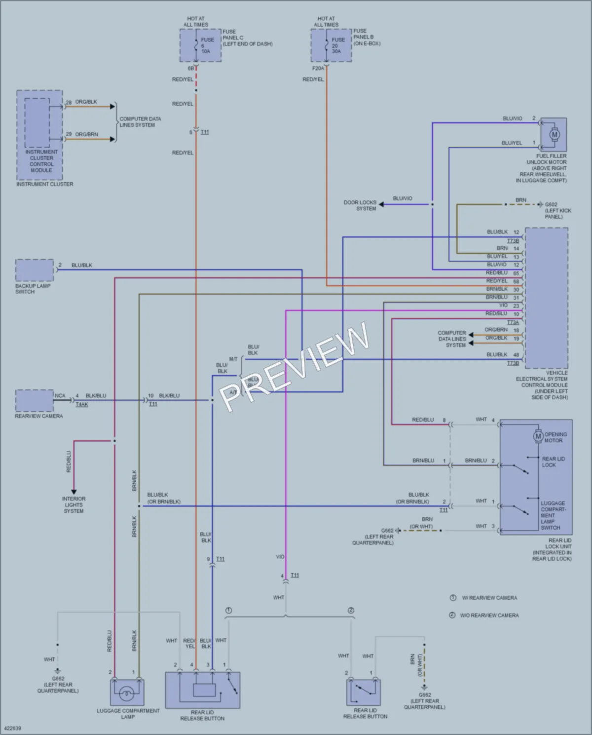 2014 Volkswagen Beetle Trunk Tailgate Fuel Door wiring diagram preview